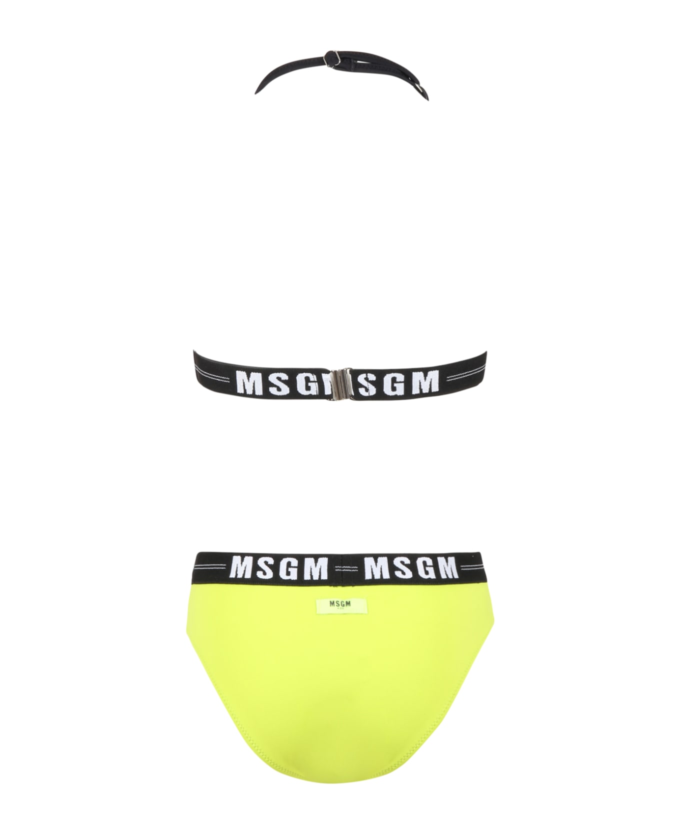 MSGM Green Bikini For Girl With White Logo - Green 水着