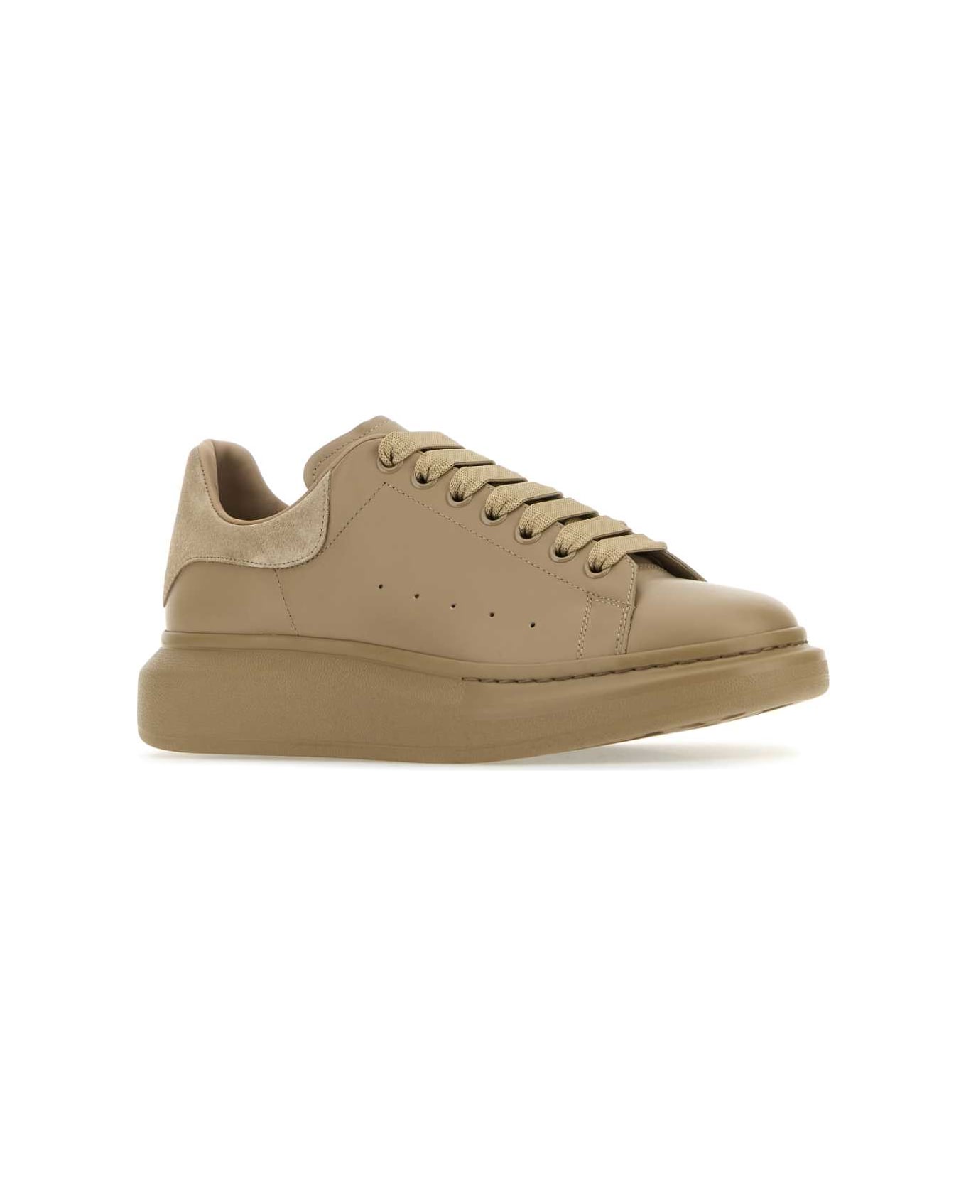 Alexander McQueen Beige Leather Sneakers With Beige Leather Heel - STONESTONE