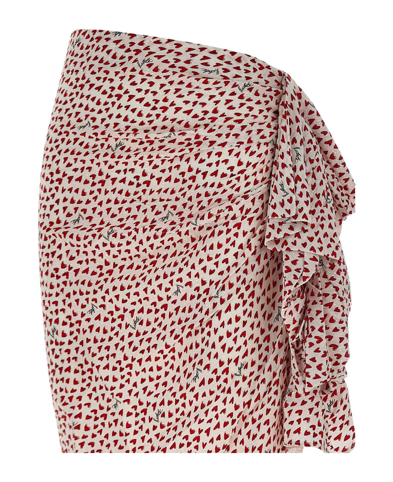 Rotate by Birger Christensen "printed Mini Ruffle Skirt" Crepe Skirt - RED/white
