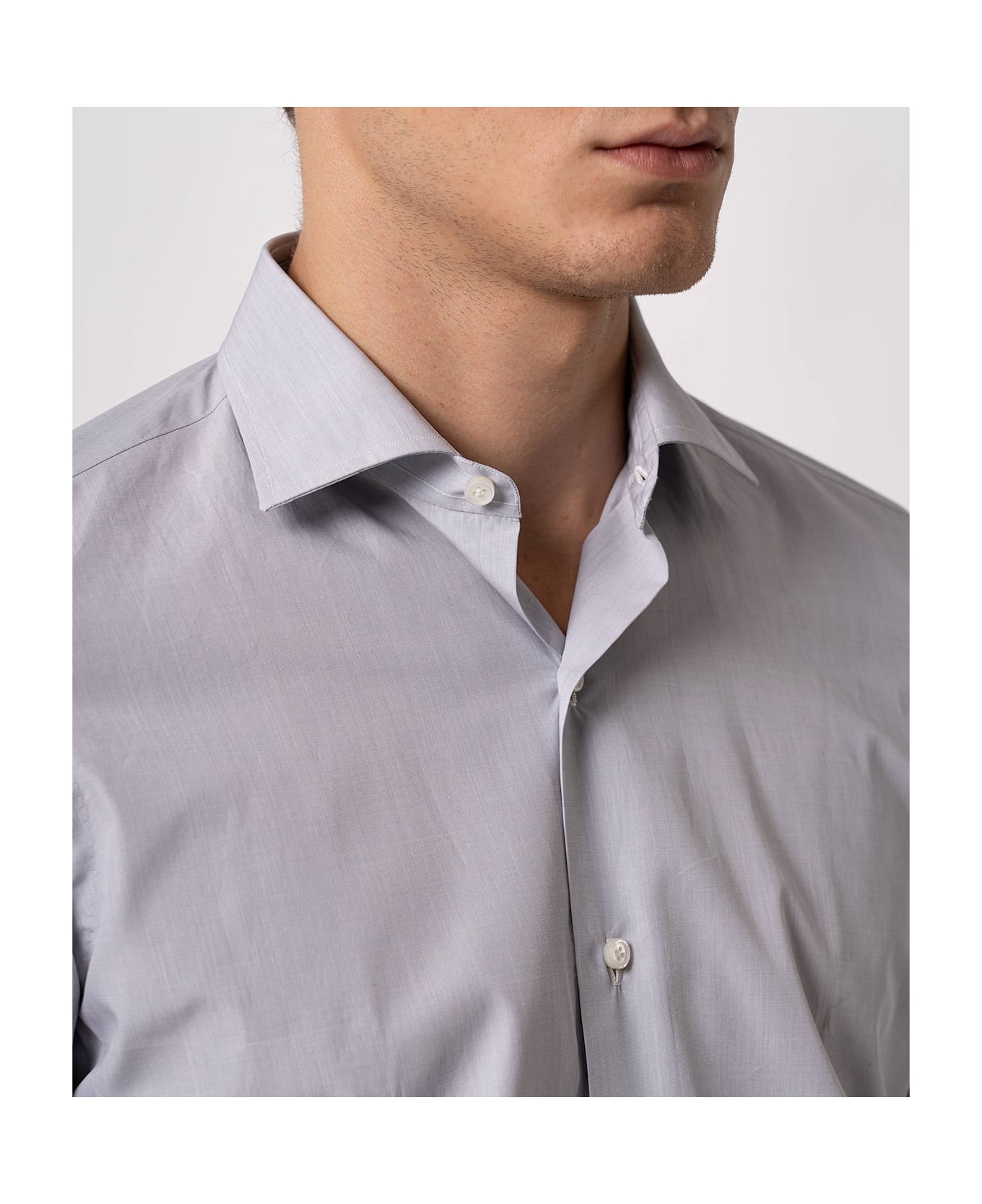 Larusmiani Tailored Cotton Shirt Mayfair Shirt - Gray