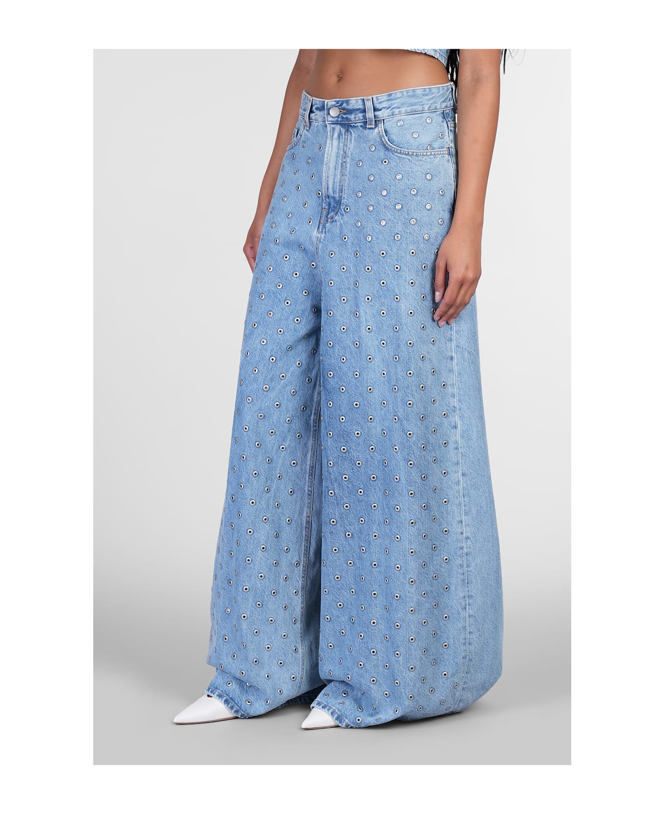 Haikure Big Bethany Jeans In Cyan Cotton - cyan
