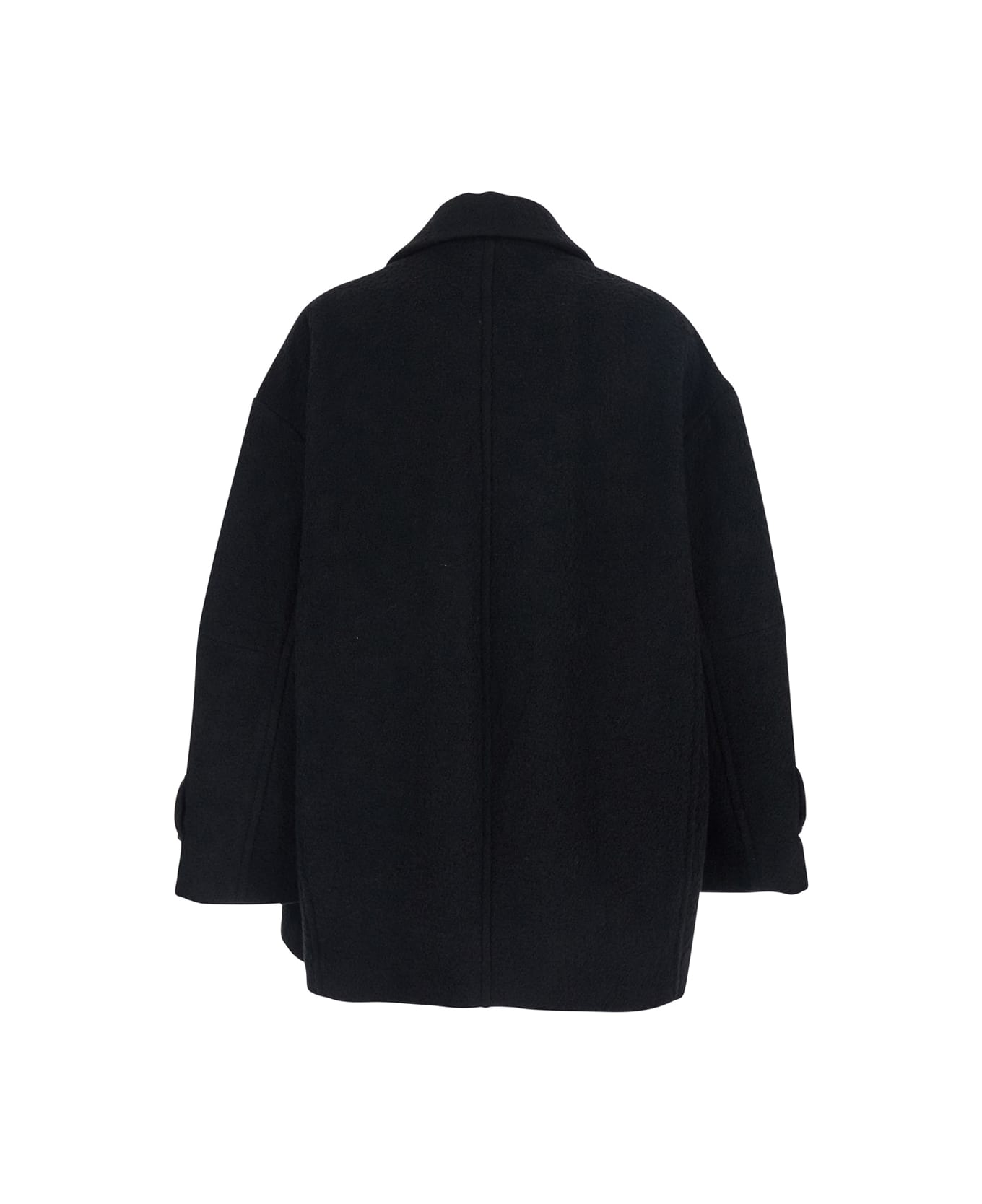 Pinko 
canederli
 Black Double-breasted Coat With Wide Notched Revers In Wool Woman - Black