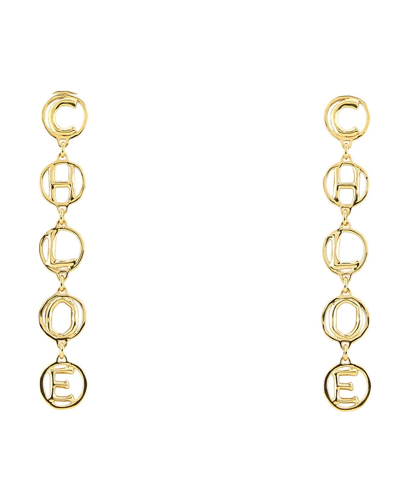 Chloé Gold Metal Chloã© Script Earrings - GOLD
