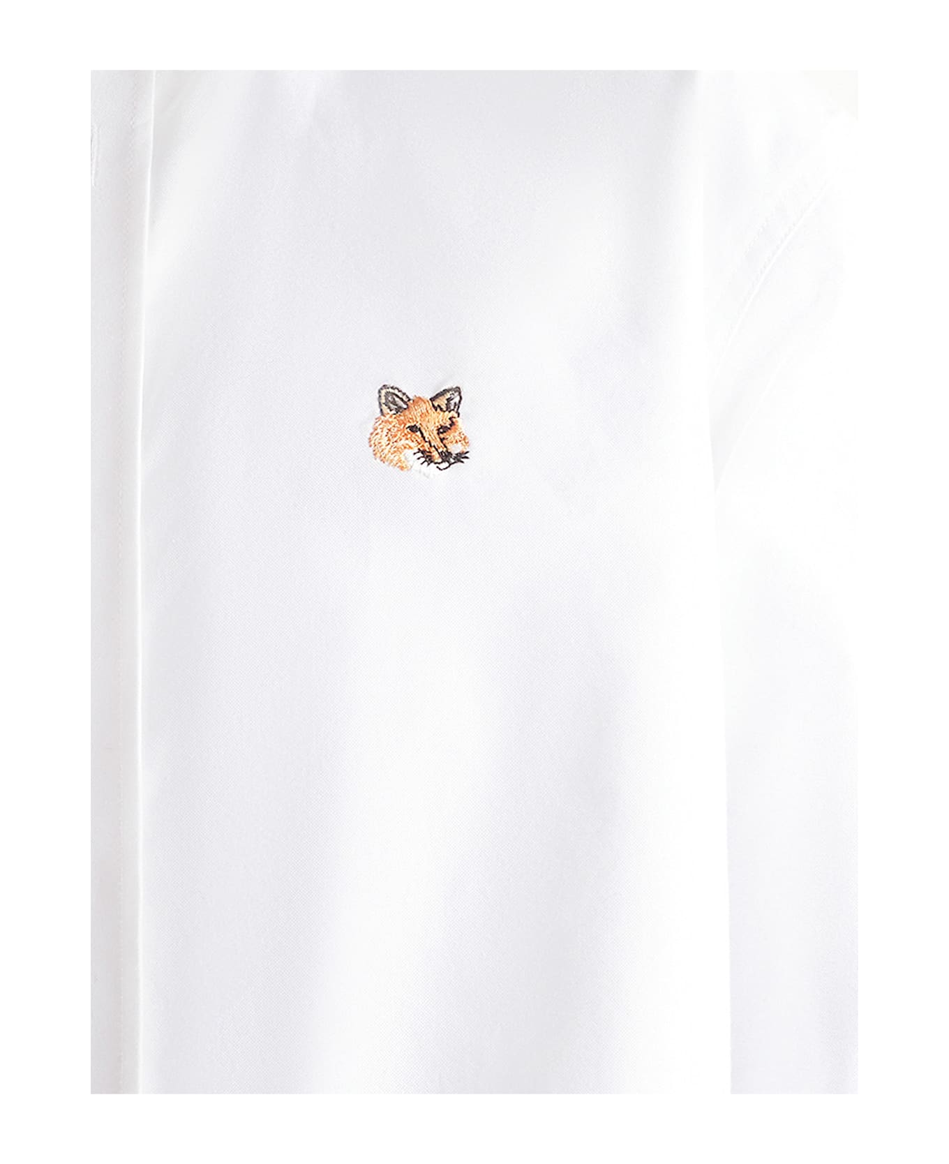 Maison Kitsuné Oxford Cotton Shirt With Embroidered Foxy Logo - White