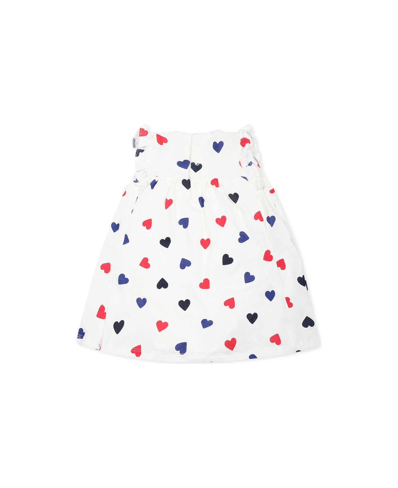 Petit Bateau White Dress For Baby Girl With Hearts - White