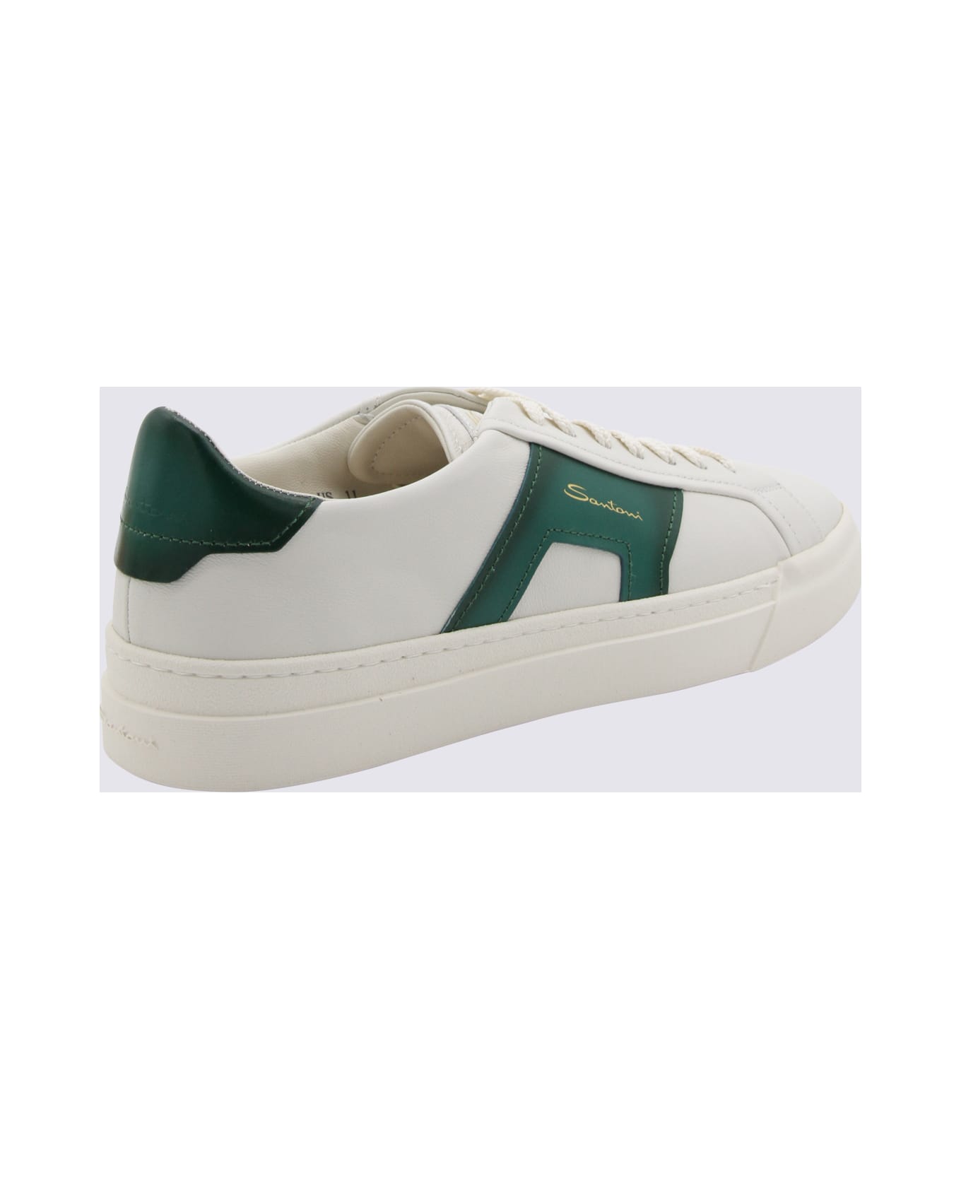 Santoni White And Green Leather Sneakers | italist