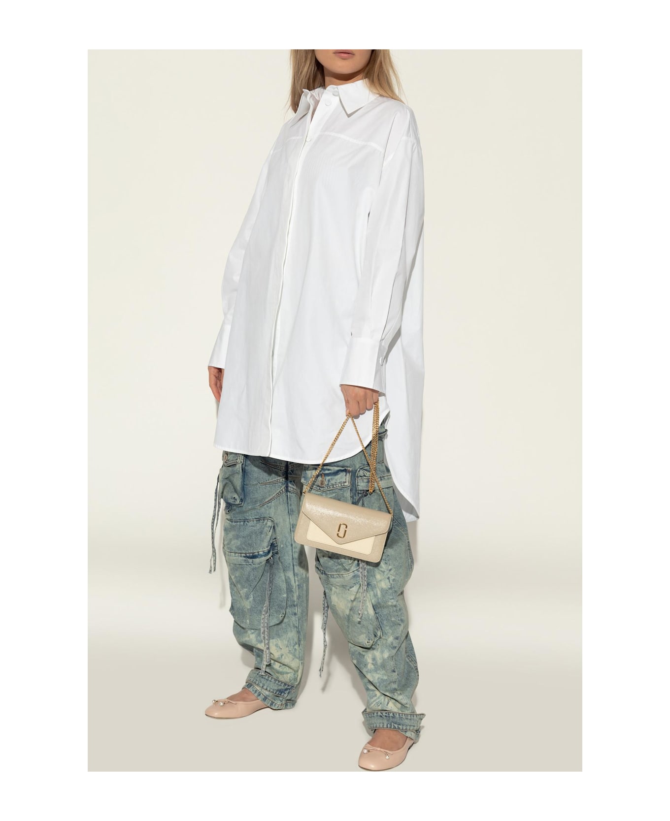 Jimmy Choo Leather Ballet Flats 'elme' - Powder