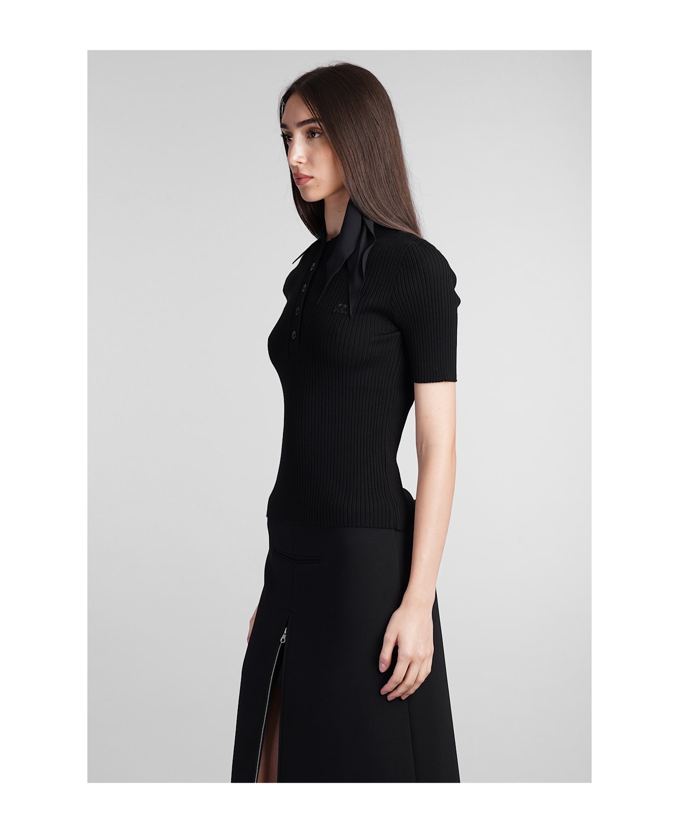 Courrèges Polo In Black Viscose - black