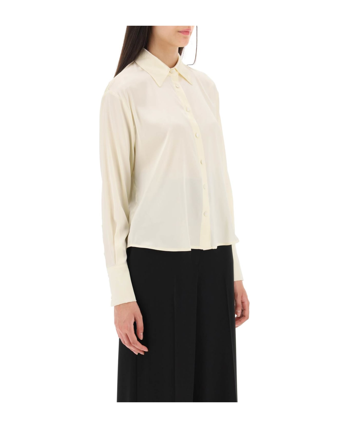 MVP Wardrobe 'sunset Boulevard' Satin Shirt - CREMA (White)