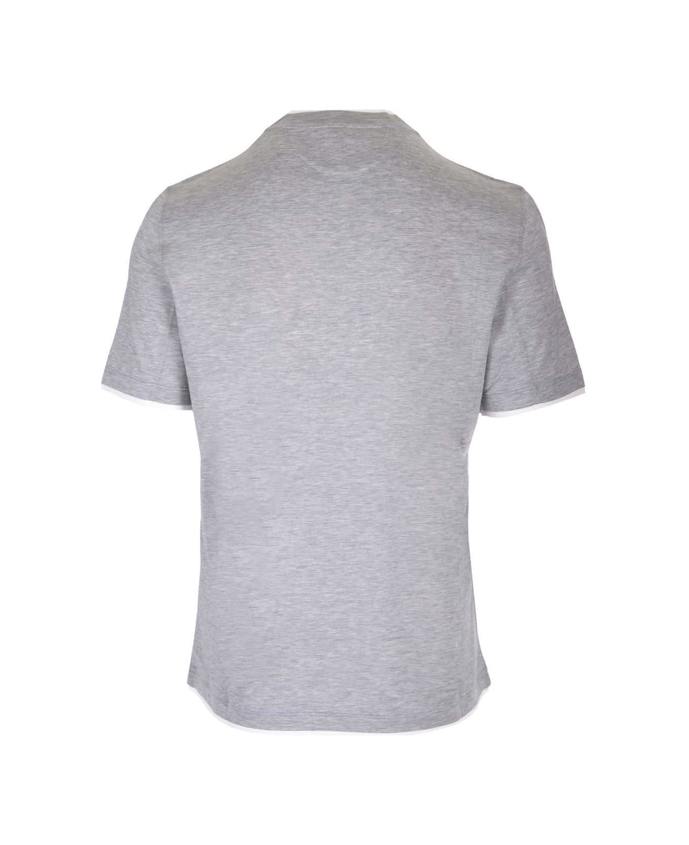 Brunello Cucinelli Double Layer Crewneck T-shirt - Grey シャツ