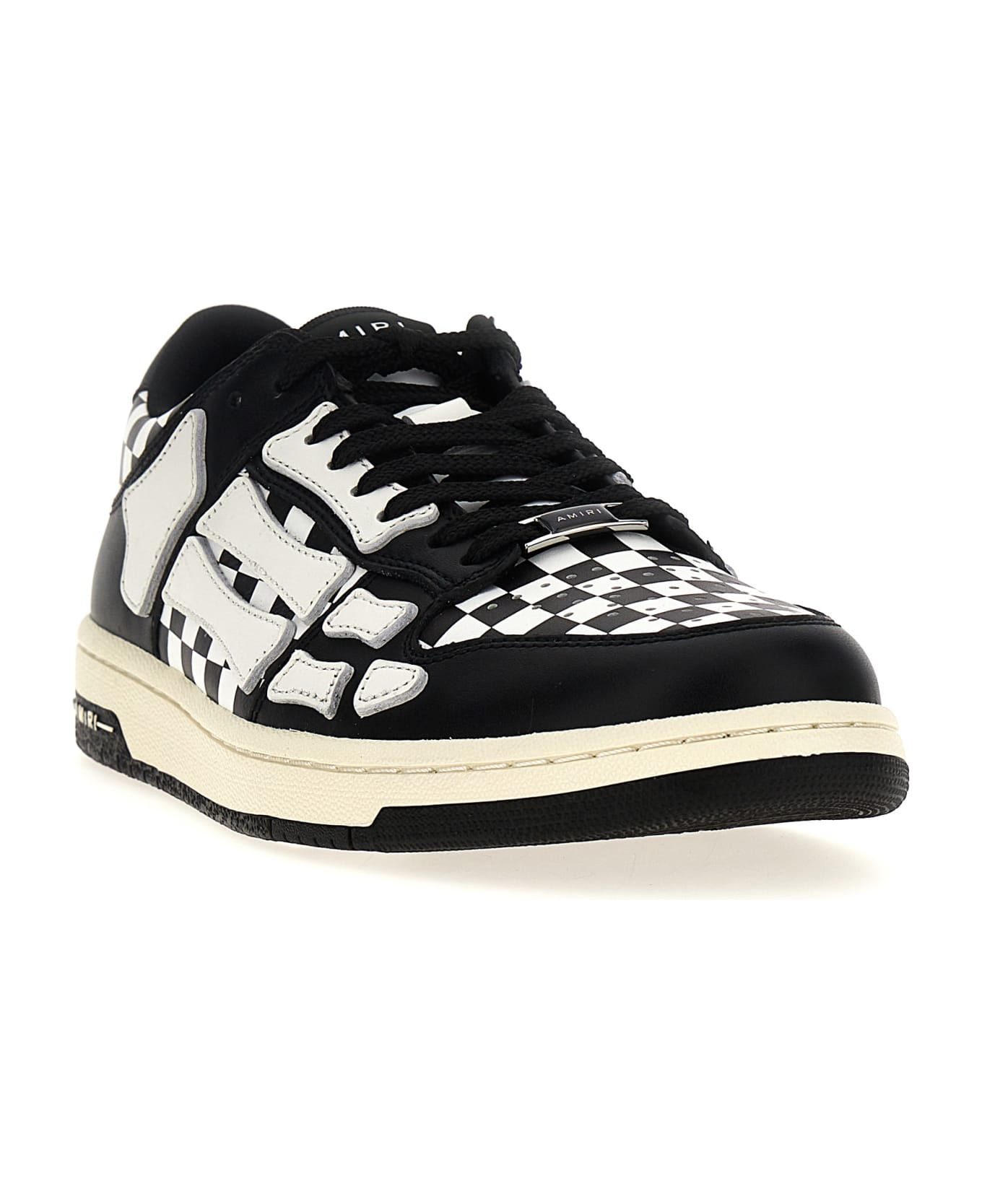 AMIRI Checkered Skel Top Low Sneakers - BLACK