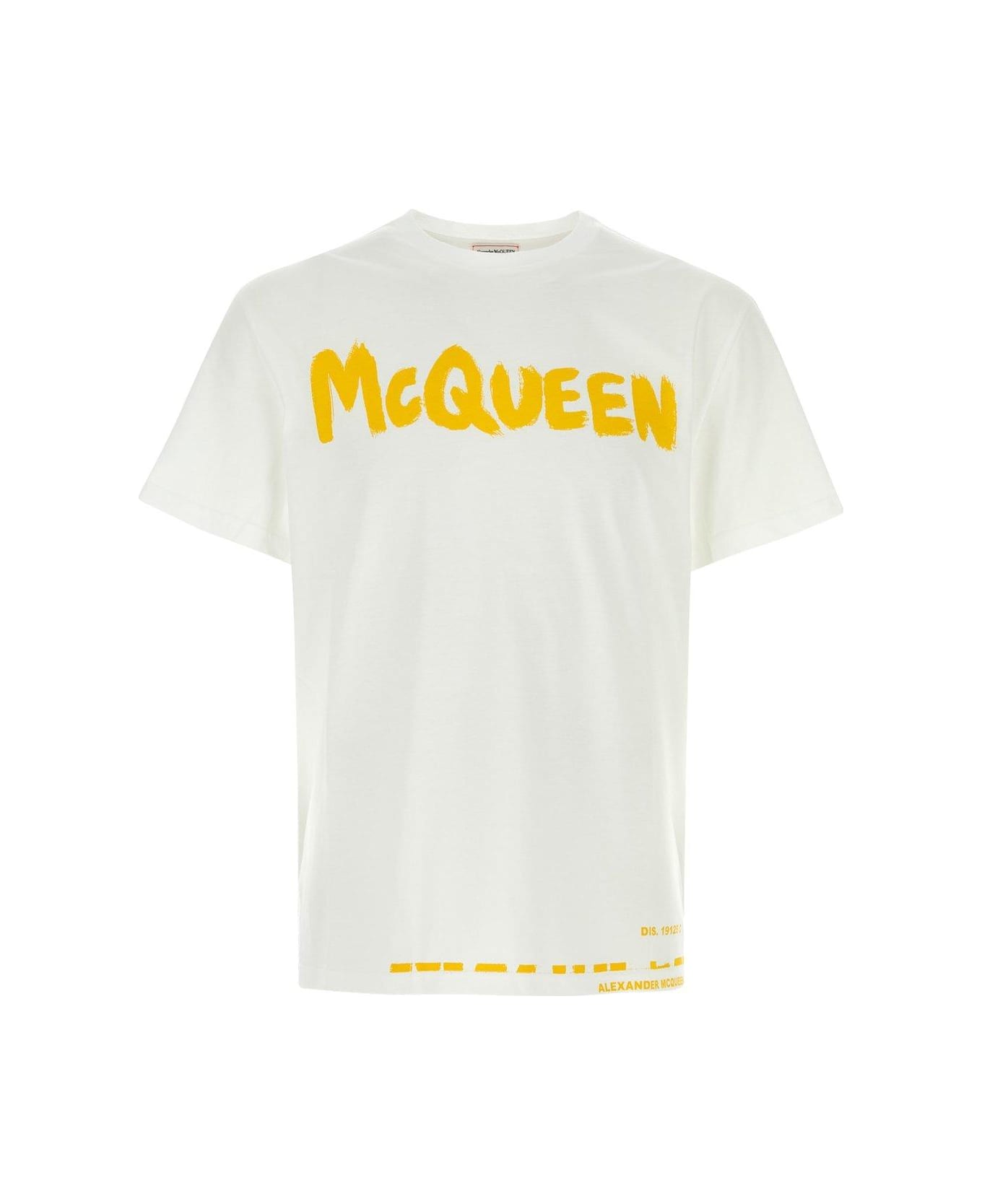 Alexander McQueen Graffiti Printed Crewneck T-shirt - White Yellow