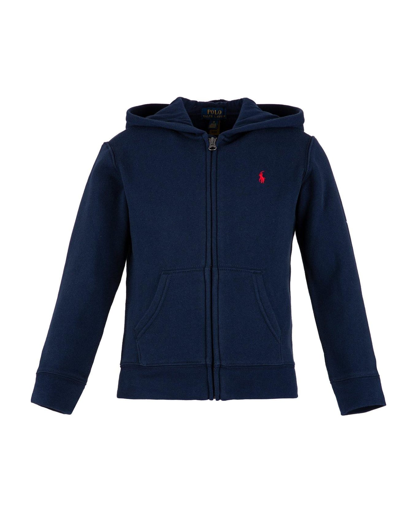 Ralph Lauren Logo Embroidered Zipped Hoodie - HUNTER NAVY