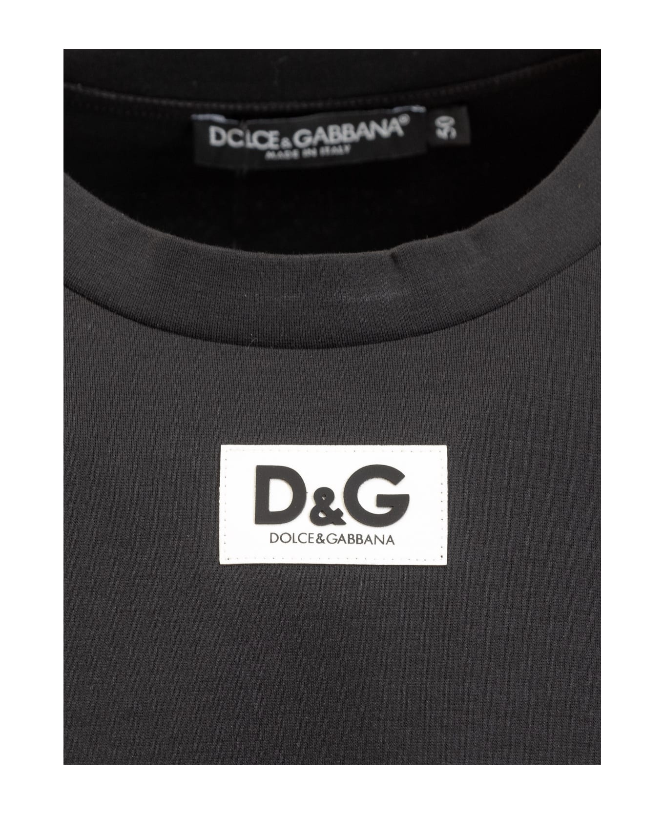 Dolce & Gabbana Cotton T-shirt With Logo Patch - NERO