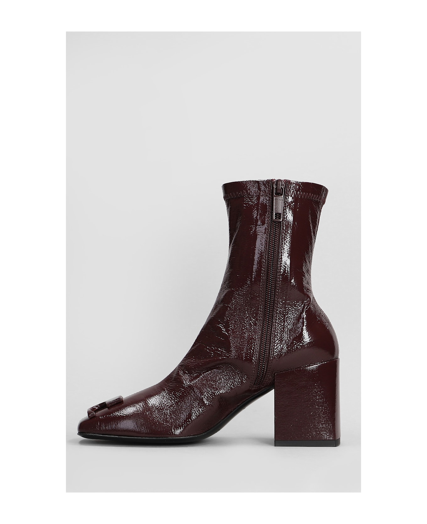 Courrèges Ankle Boots In Bordeaux Leather - bordeaux