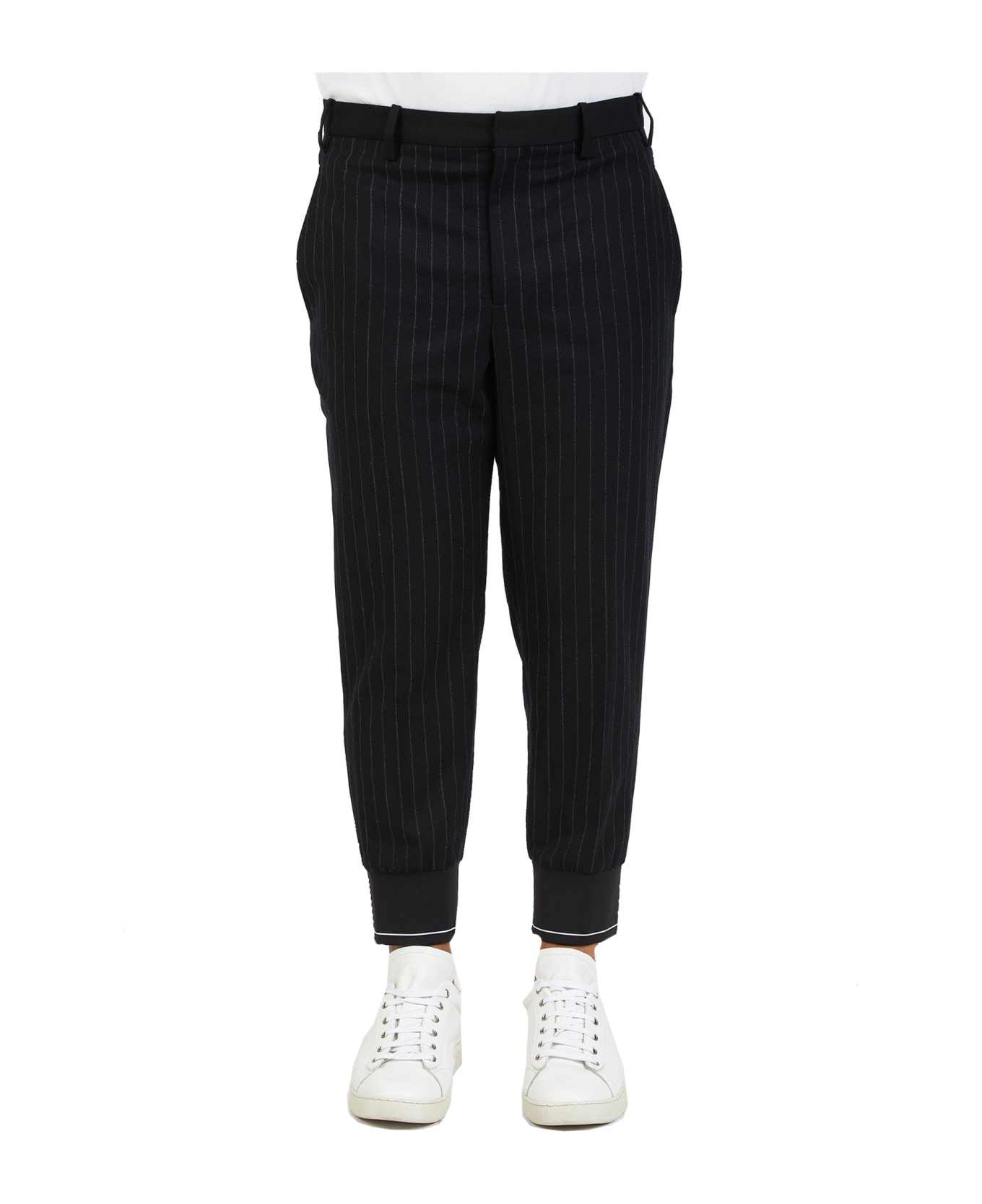 Neil Barrett Wool Striped Pants - Black