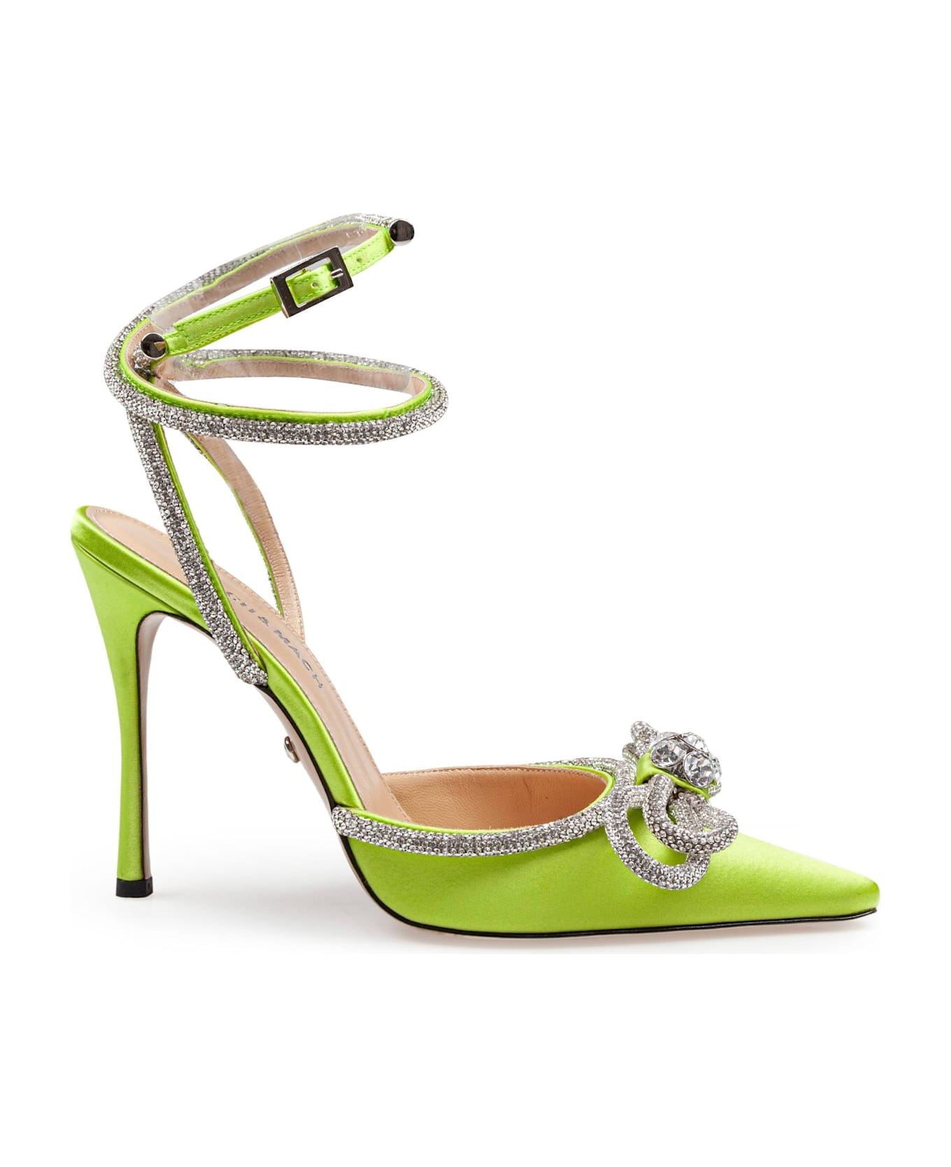Mach 
Mach Satin Double Decollete With Rhinestone Bow - lime