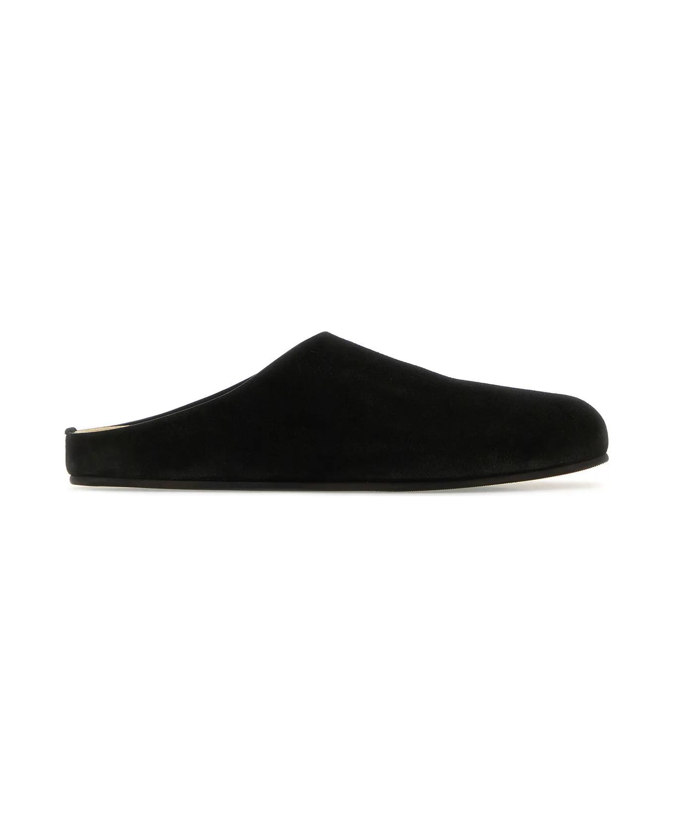 The Row Black Suede Hugo Slippers - BLACK その他各種シューズ