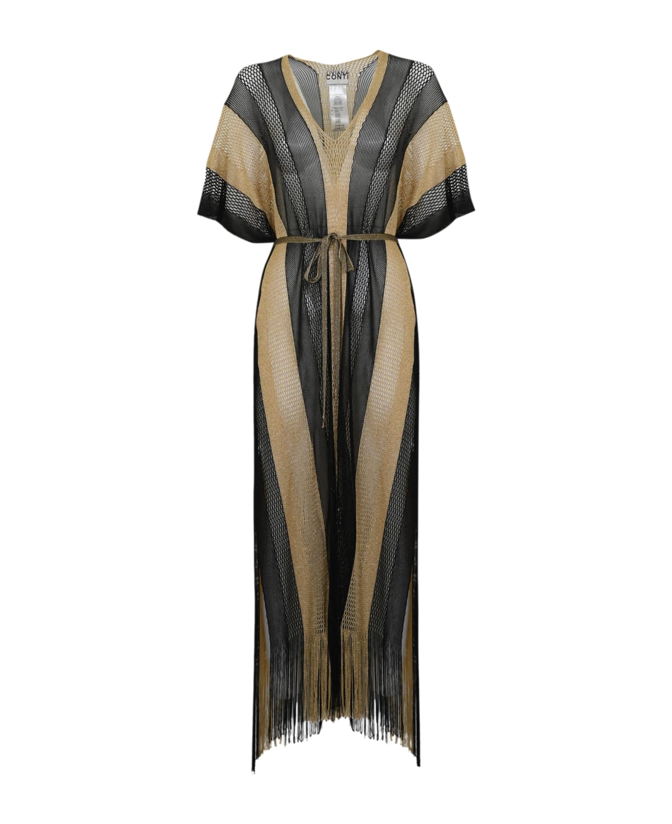 Liviana Conti Gold Black Mesh Beach Dress - Nero/oro