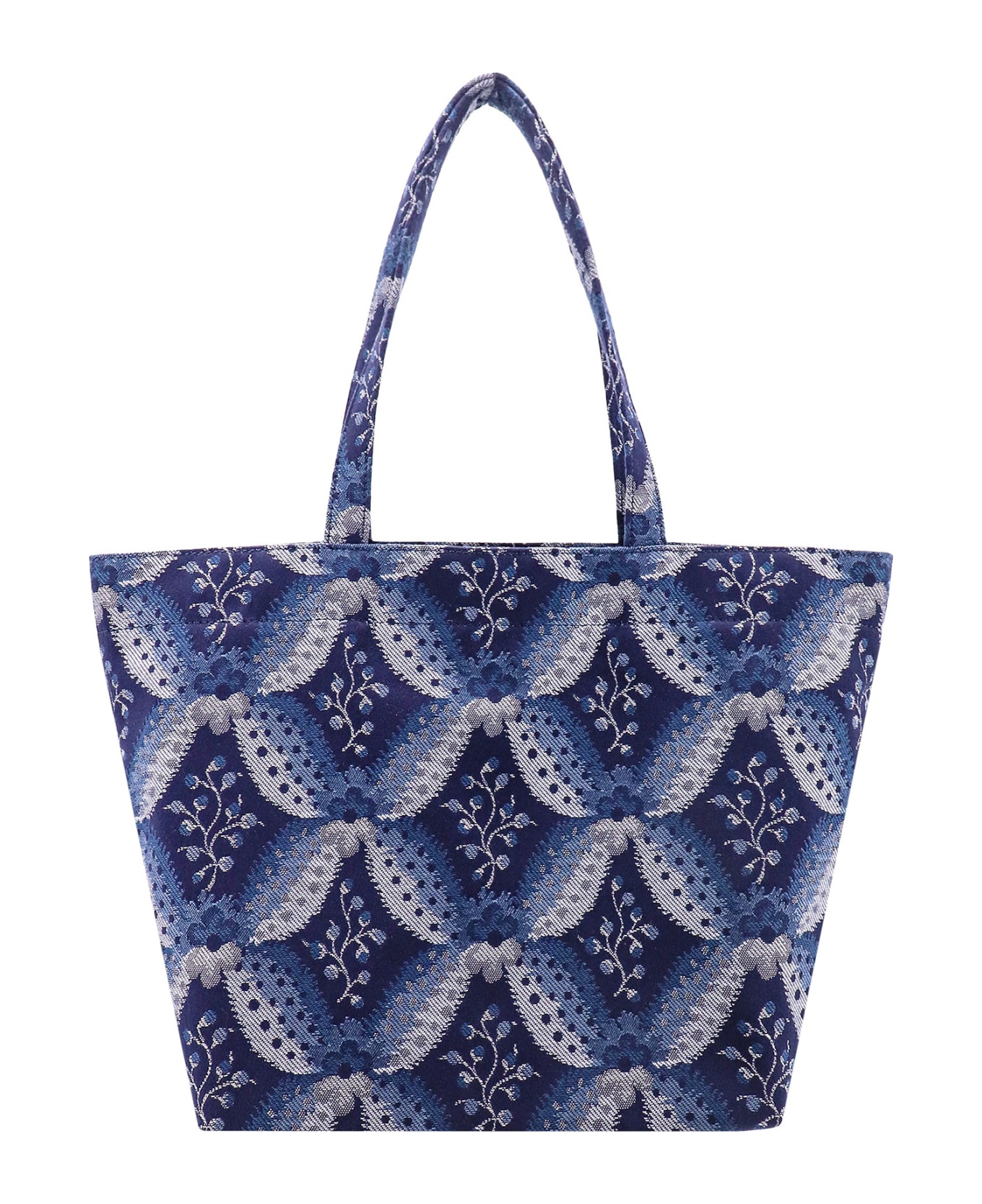 Etro Embroidered Canvas Medium Soft Trotter Shopping Bag - Blue