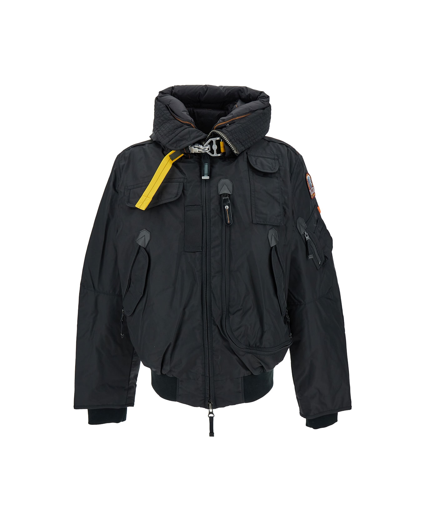 Parajumpers 'gobi' Oversized Black Jacket With Logo Patch And Hood In Polyamide Man - Black
