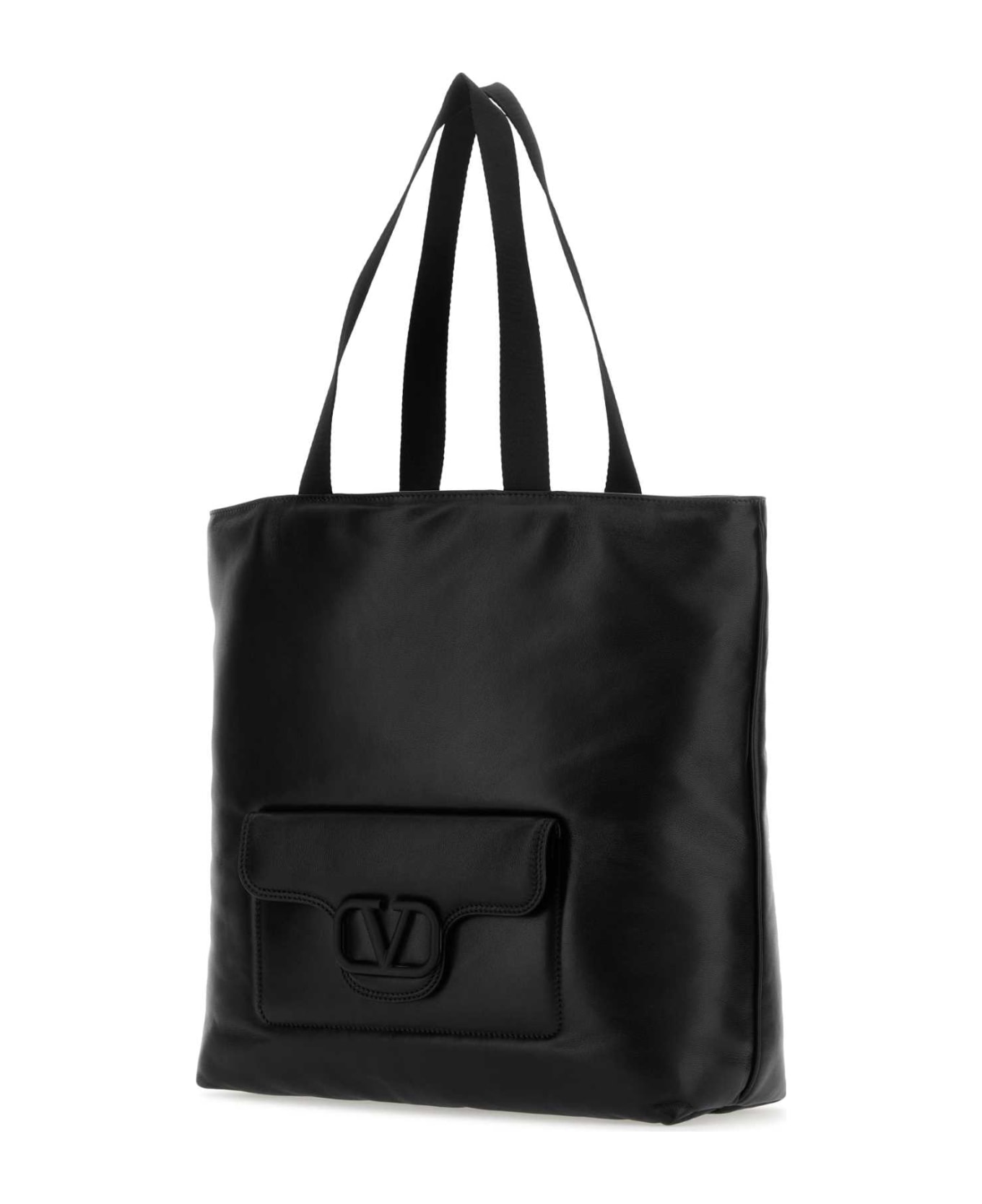 Valentino Garavani Black Nappa Leather Valentino Garavani Noir Shopping Bag - NERO