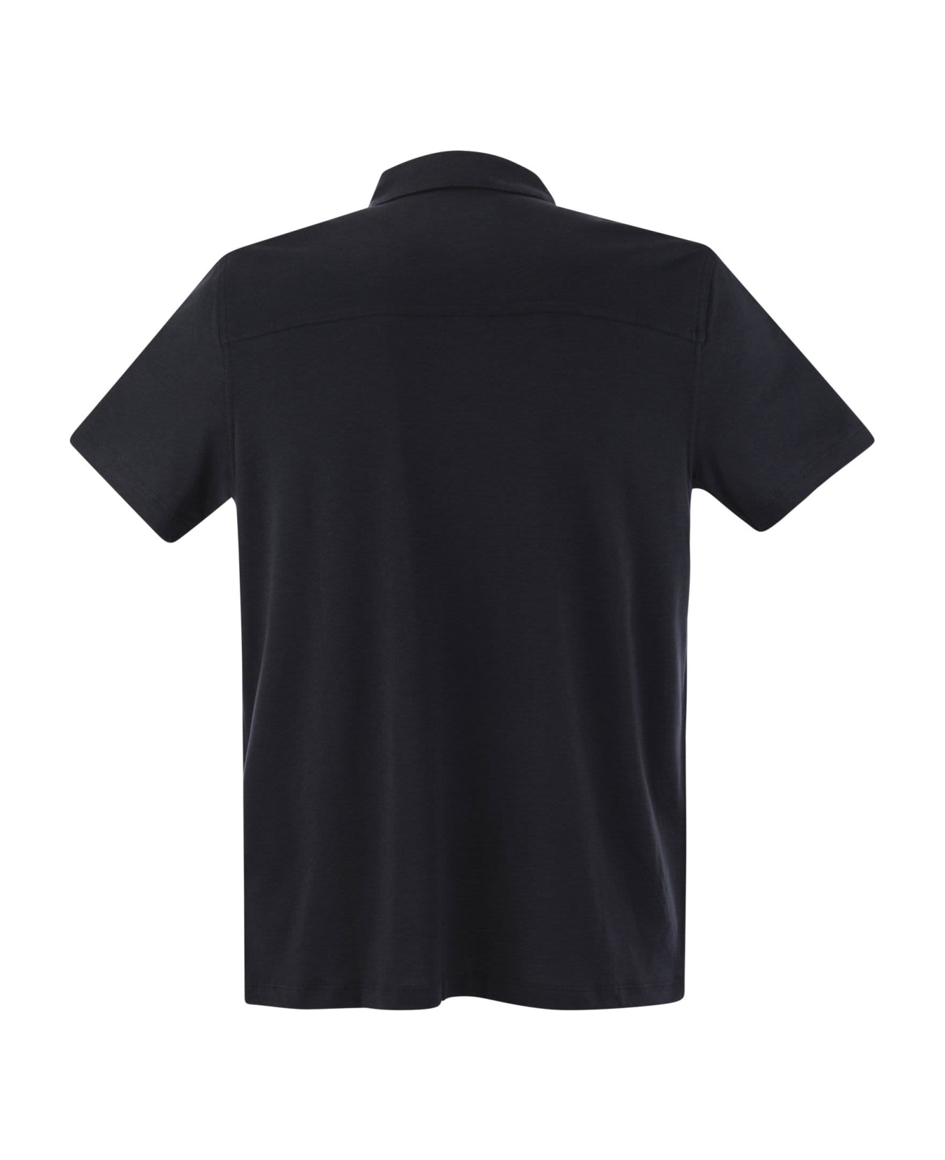 Majestic Filatures Short-sleeved Polo Shirt In Lyocell - marine