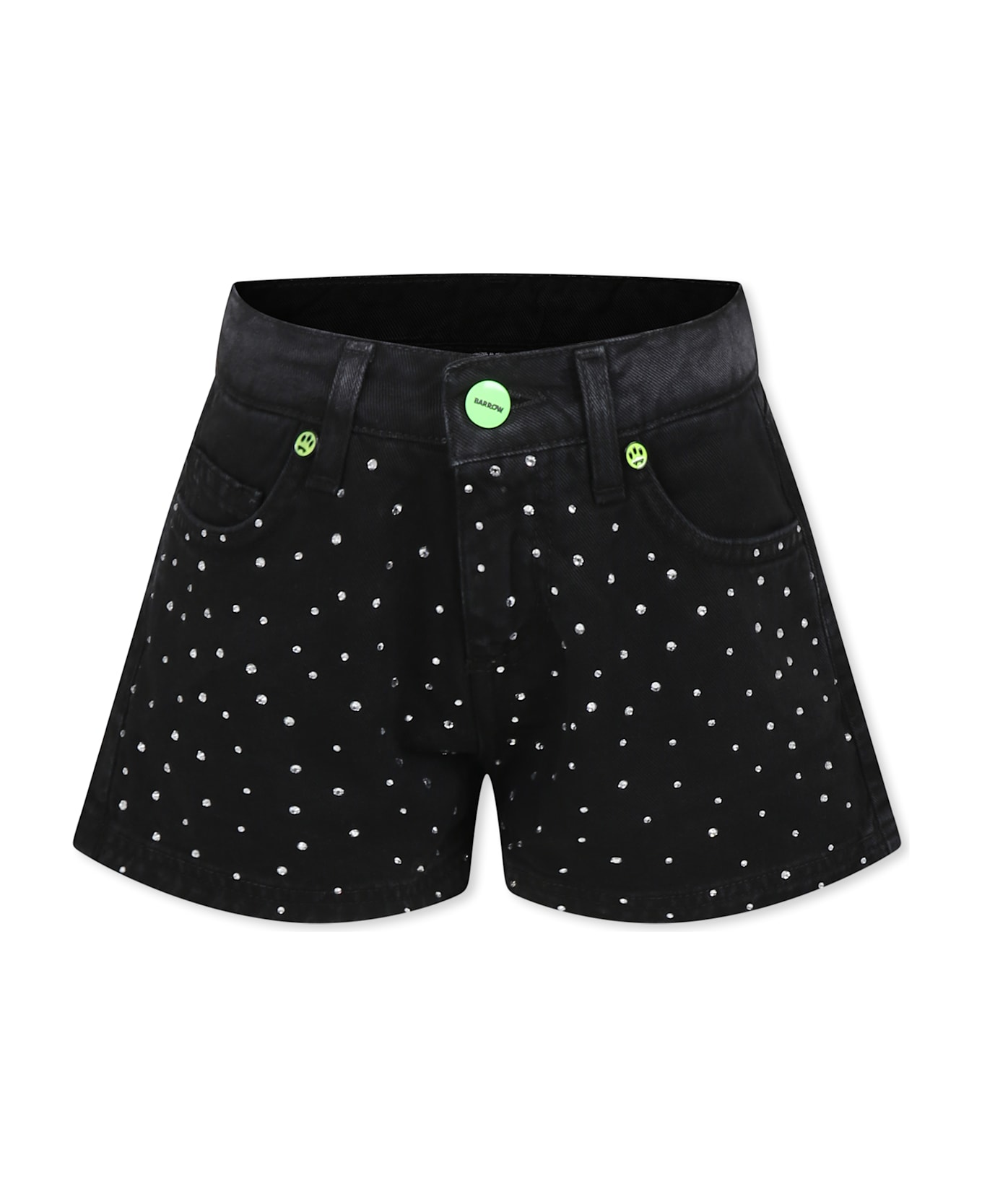 Barrow Black Shorts For Girl With Rhinestones - Black
