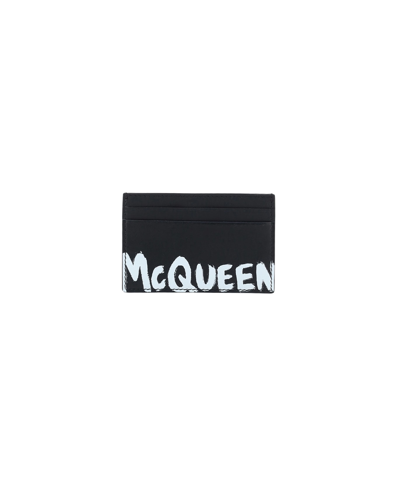 Alexander McQueen Graffiti Print Card Holder - Black/white