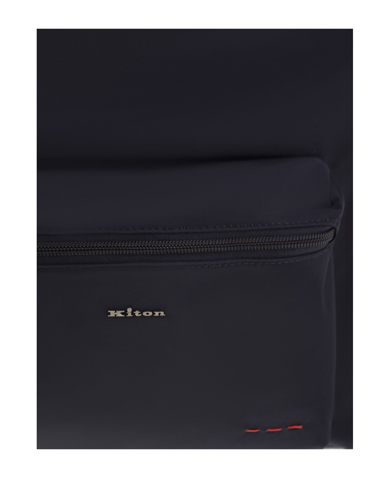 Kiton Technical Fabric Backpack With Logo - Blue