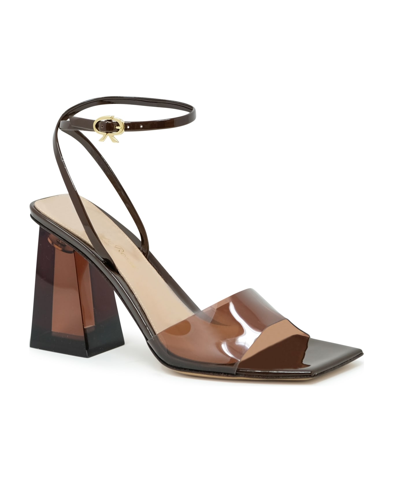 Gianvito Rossi Brown Glass Patent Leather Sandals - BROWN