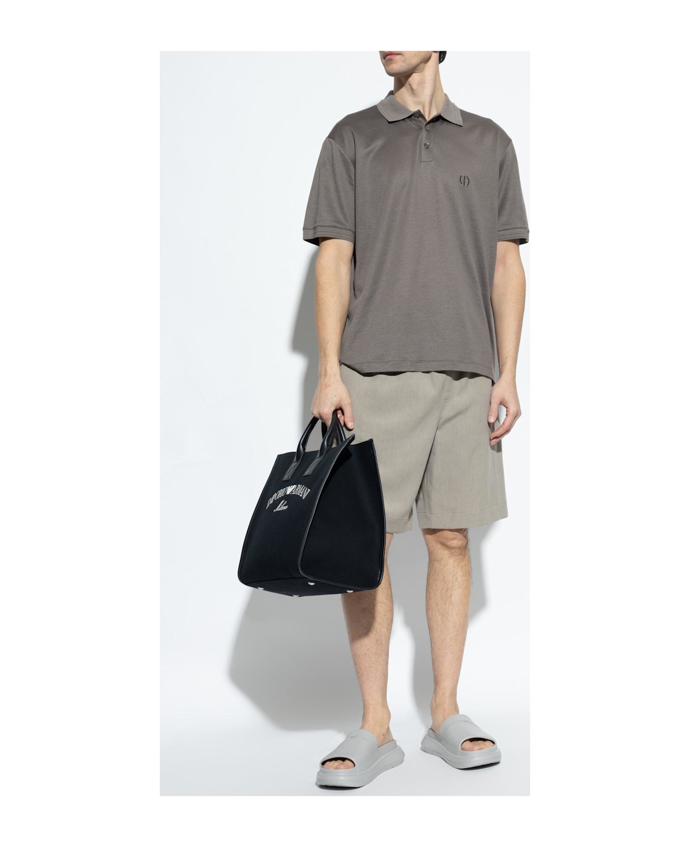 Emporio Armani Rubber Flip-flops With Logo - Grey