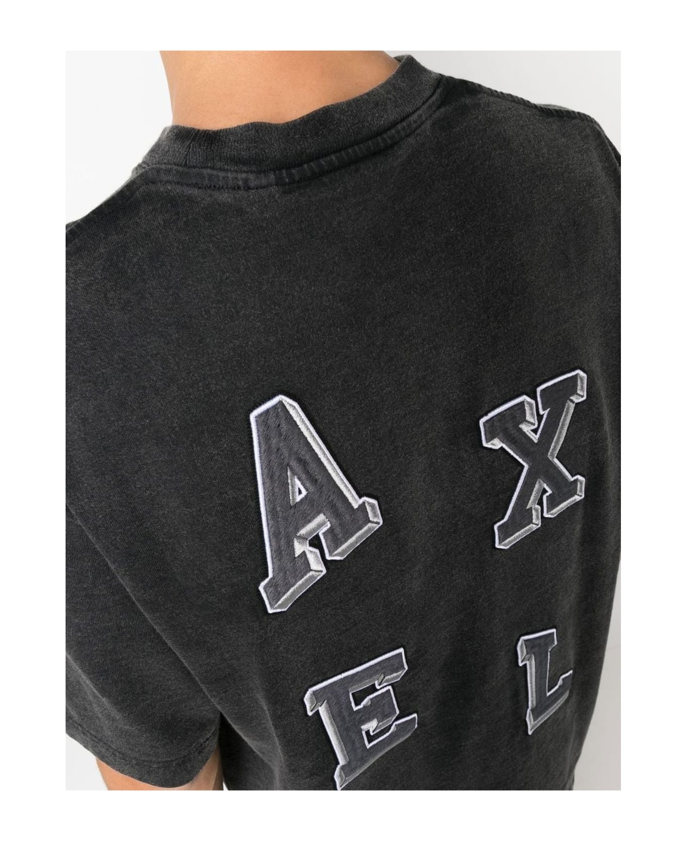 Axel Arigato Grey Cotton T-shirt - Black Old Dye