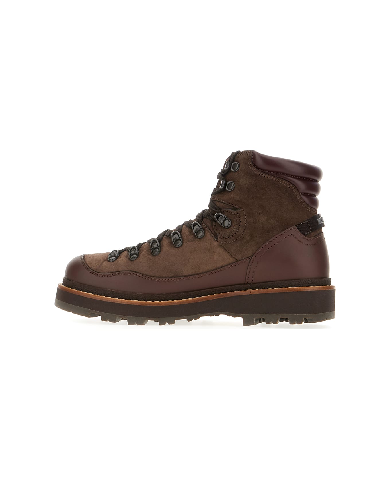 Moncler Two-tone Suede And Leather Peka Trek Ankle Boots - Marrone