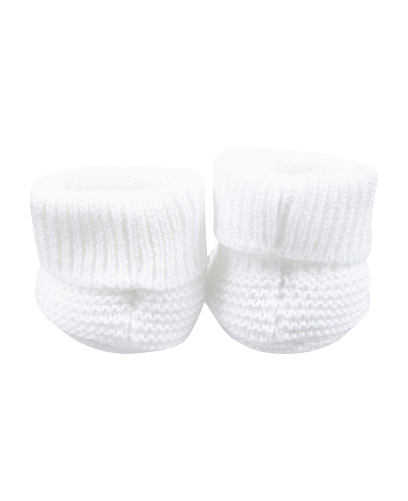 Little Bear White Bootees For Baby Kids - White アクセサリー＆ギフト