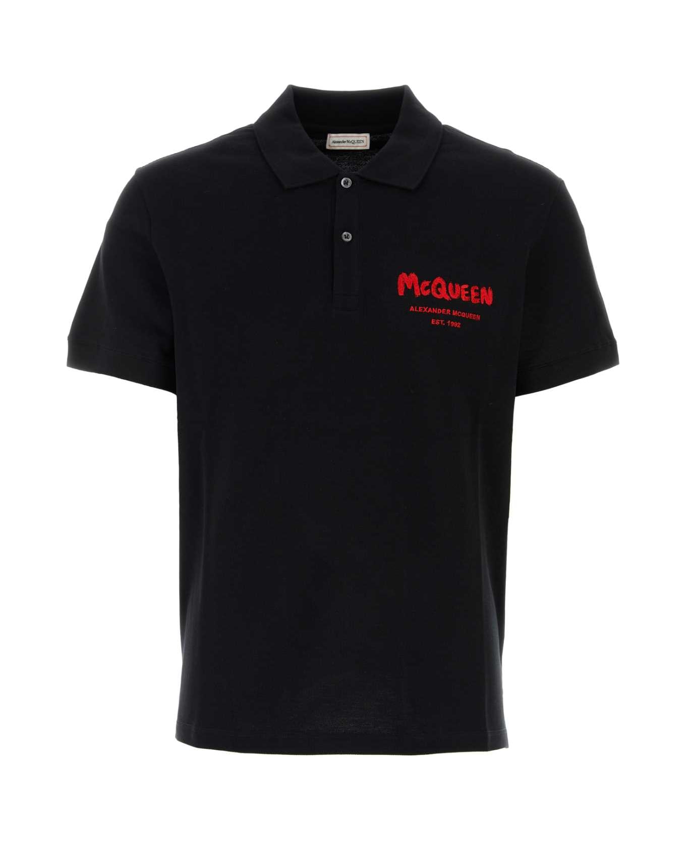 Alexander McQueen Black Piquet Polo Shirt - BLACKLUSTRED