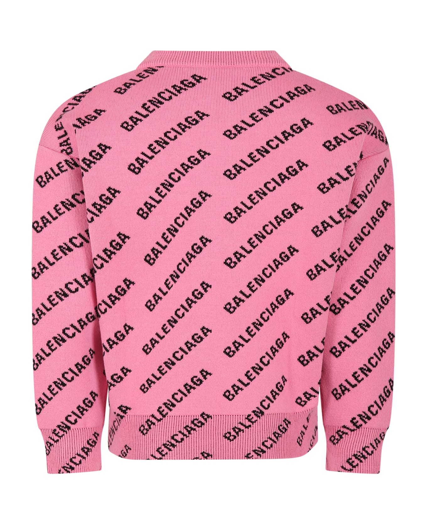 Balenciaga Pink Sweater For Kids With Logo - Pink ニットウェア＆スウェットシャツ