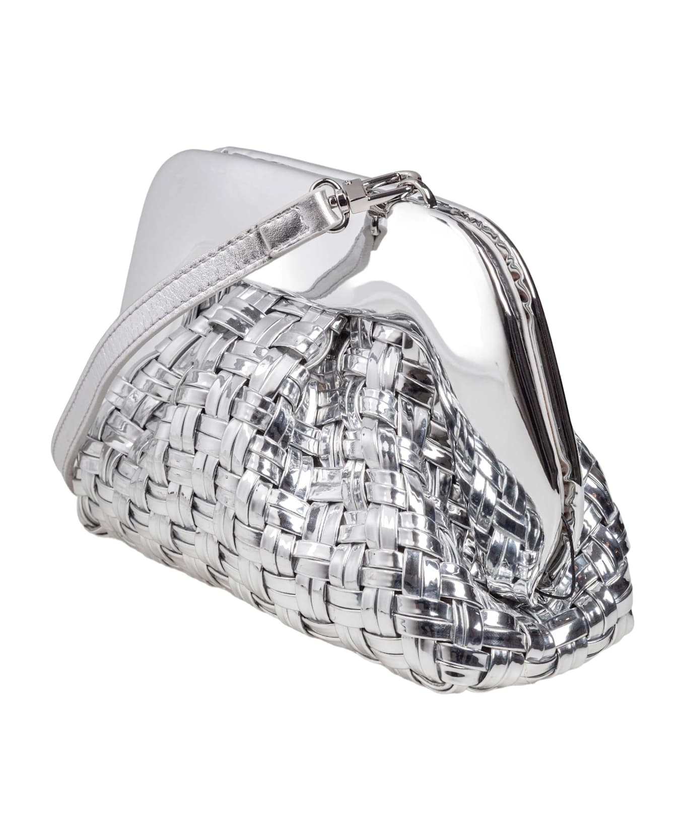 THEMOIRè Vegan Fabric Clutch Bag Mirror Effect Color Silver - Silver