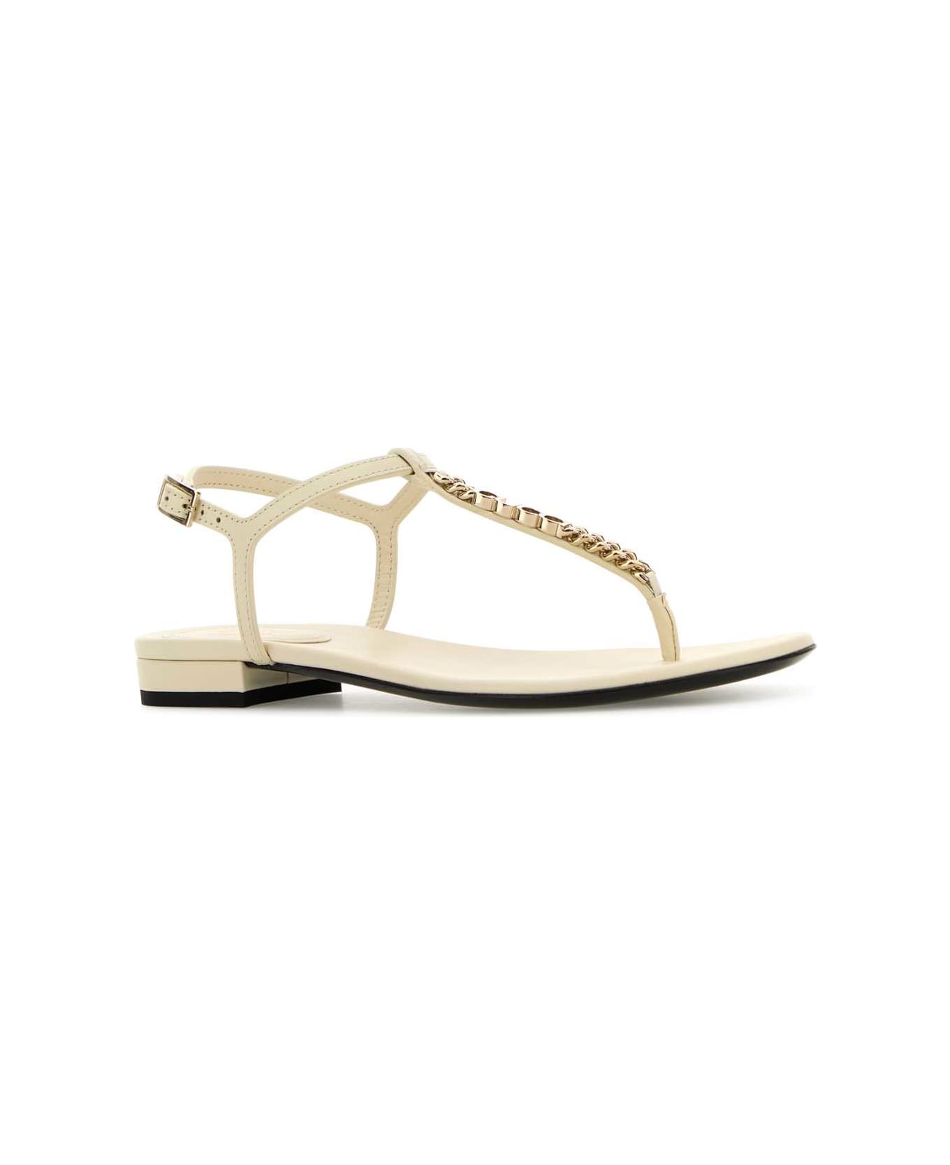 Gucci Ivory Leather Signoria Thong Sandals - NEWIVOIRE