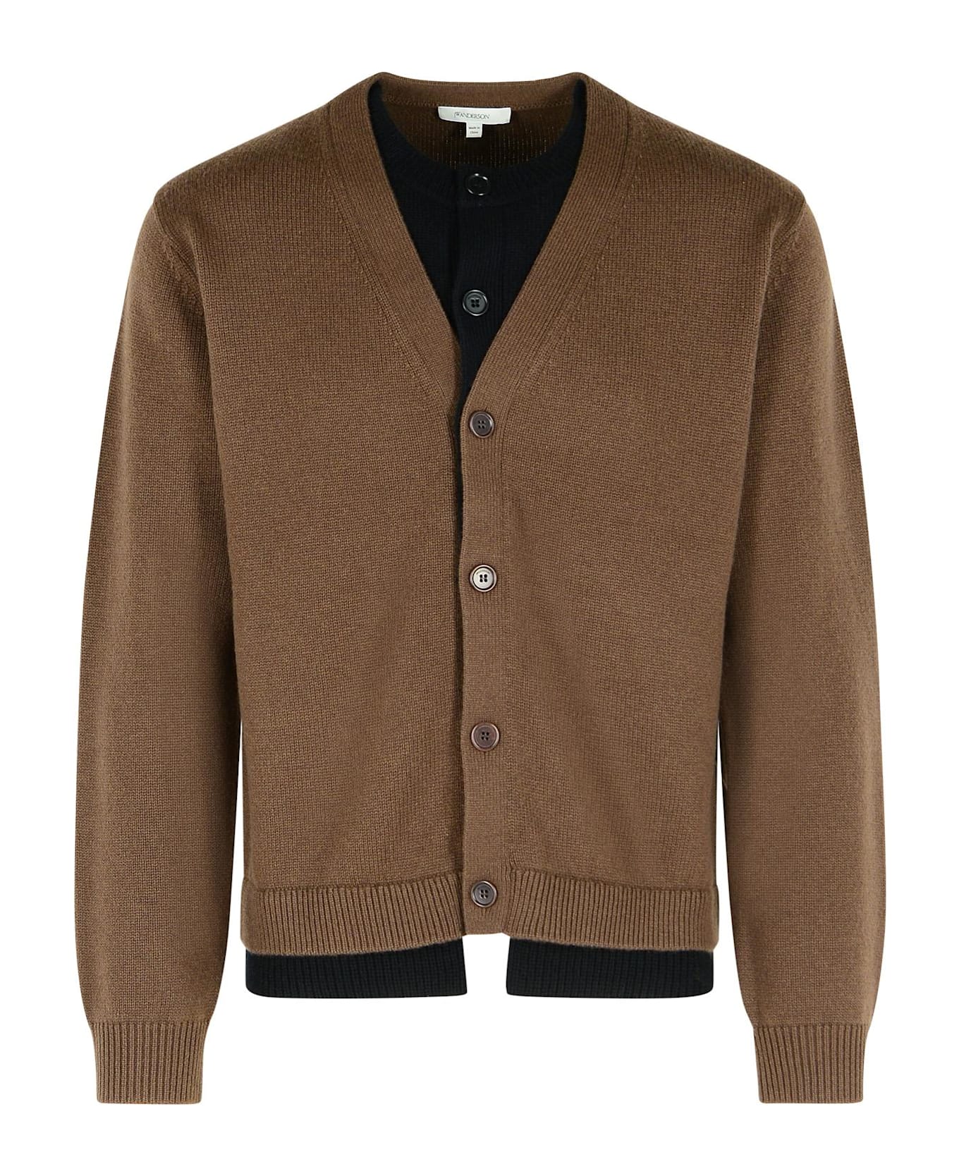 J.W. Anderson Brown Cashmere Blend Layered Cardigan - BROWN