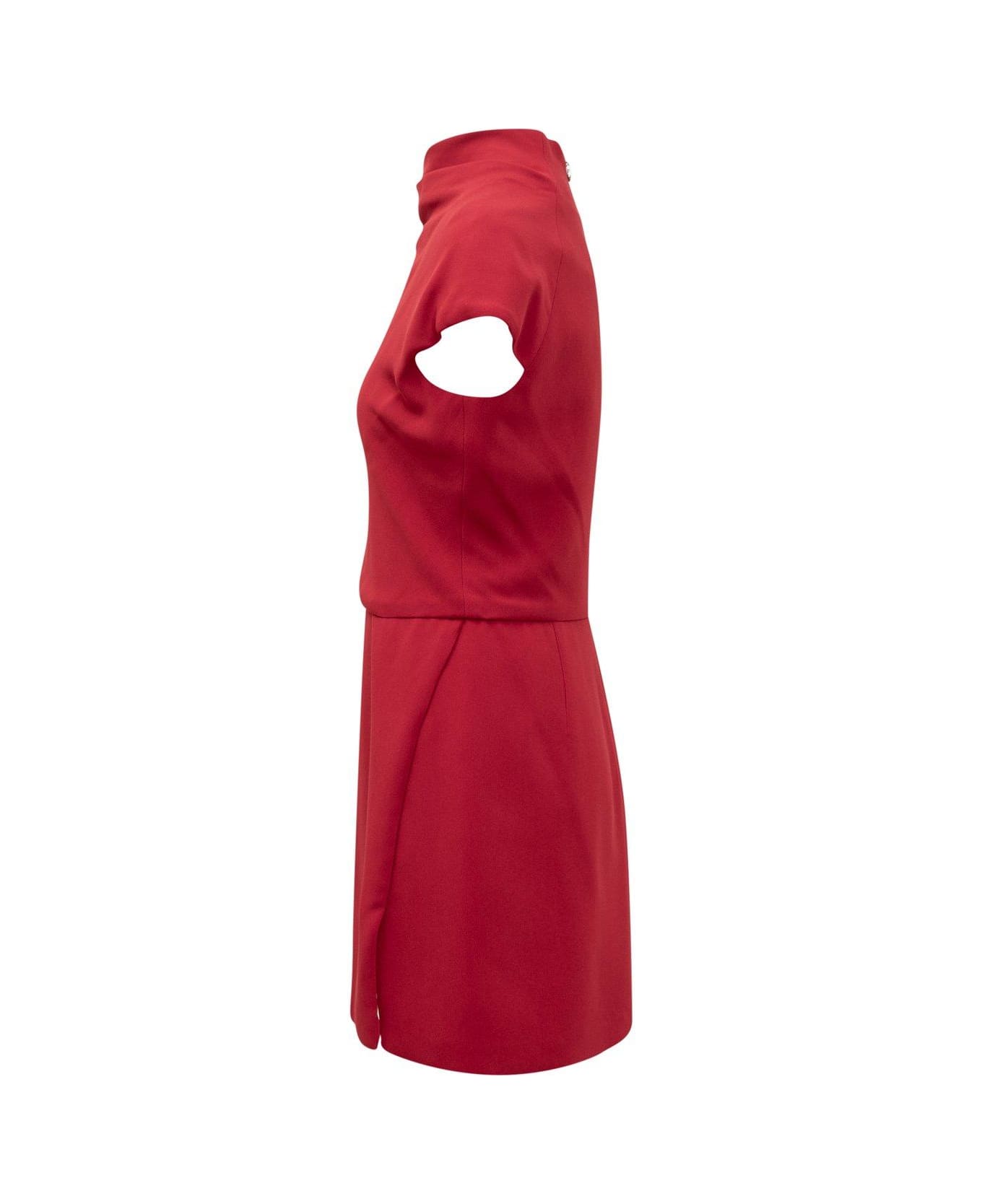 Versace Draped Straight Hem Mini Dress - RED