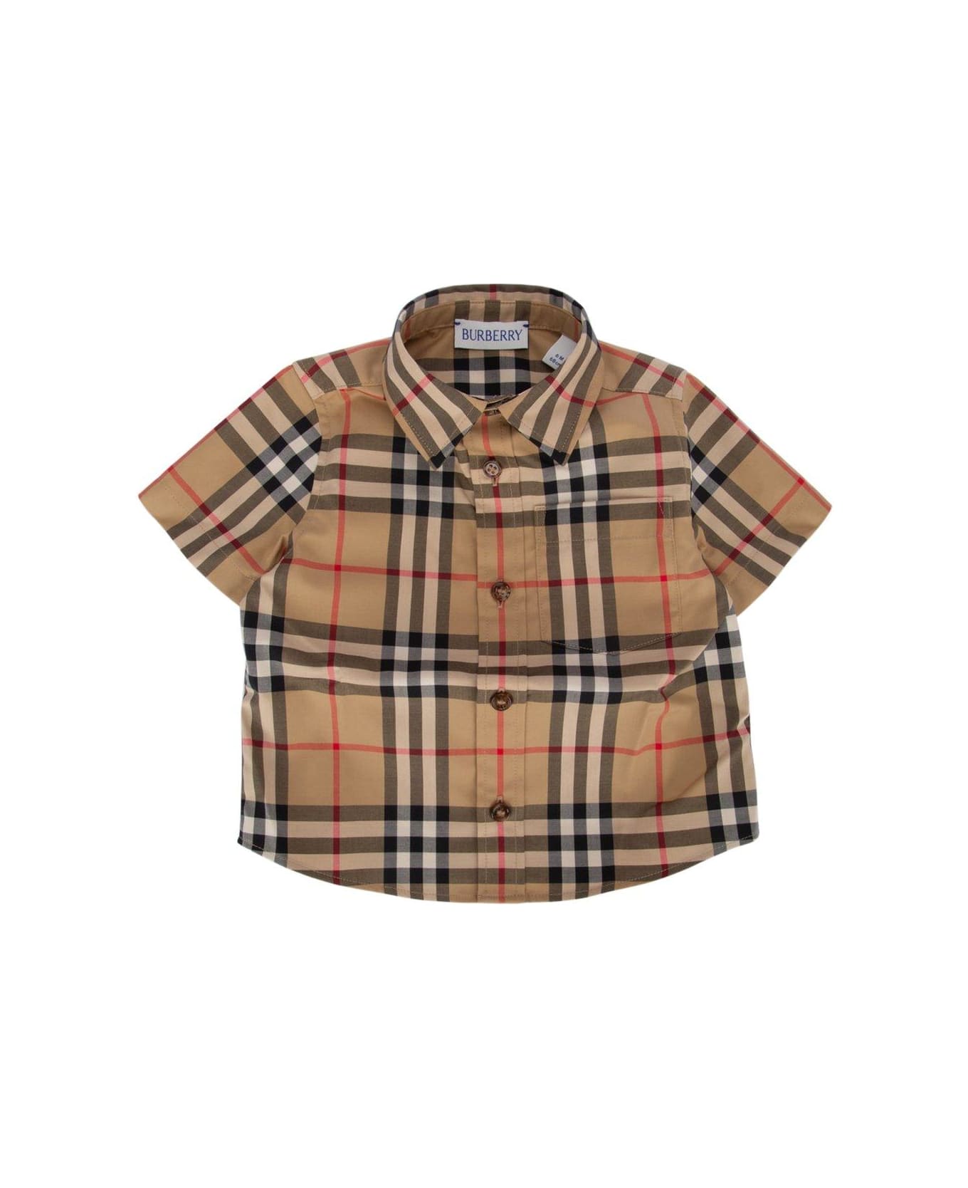 Burberry Check Pattern Short-sleeved Shirt - Archive beige ip chk