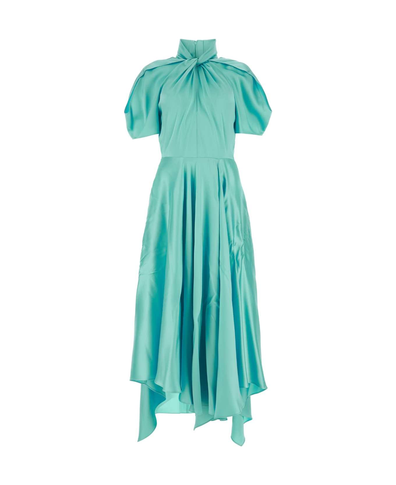 Stella McCartney Sea Green Satin Dress - AQUAMARINE ワンピース＆ドレス