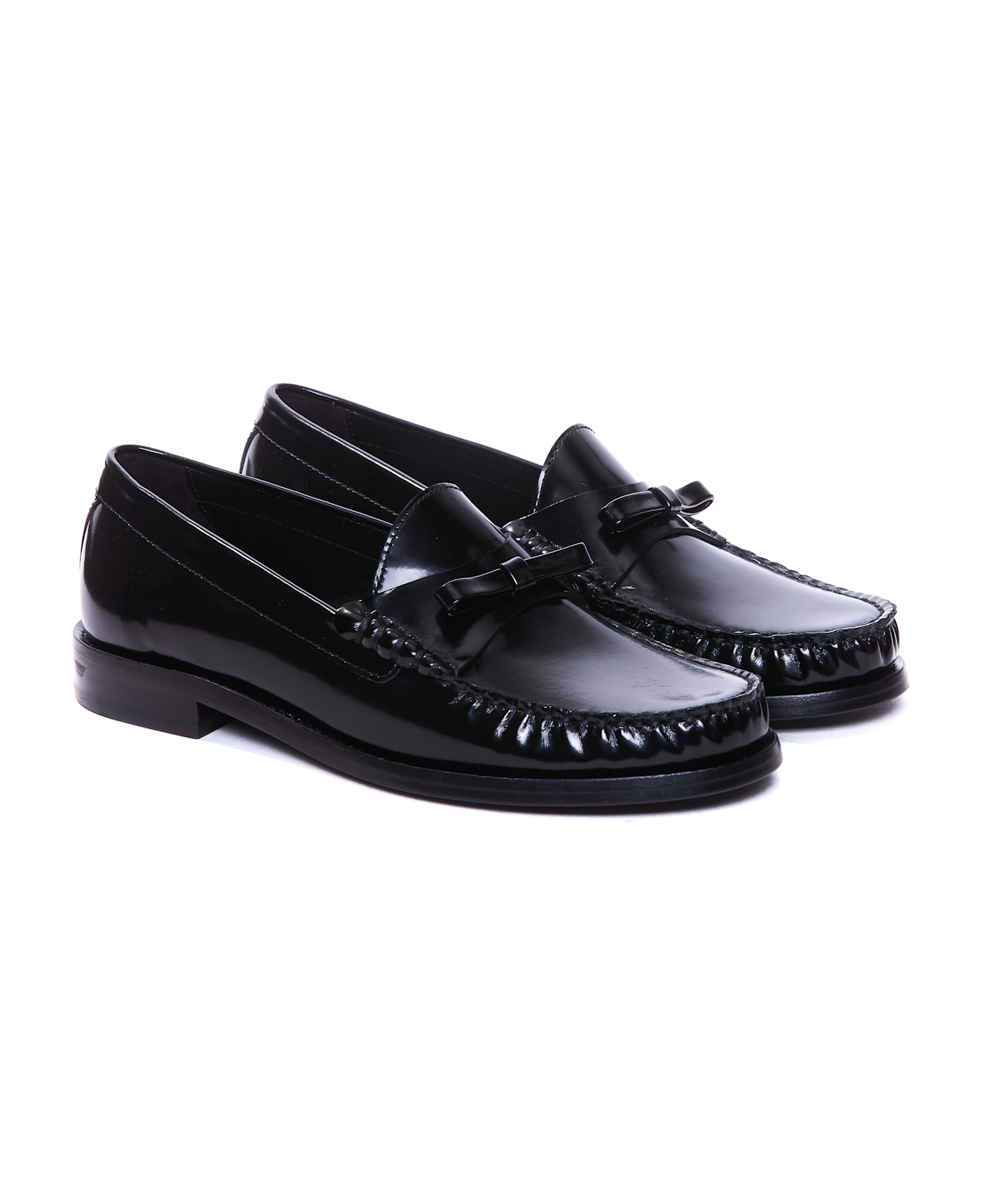 Stuart Weitzman Lottie Bow Loafers - Black