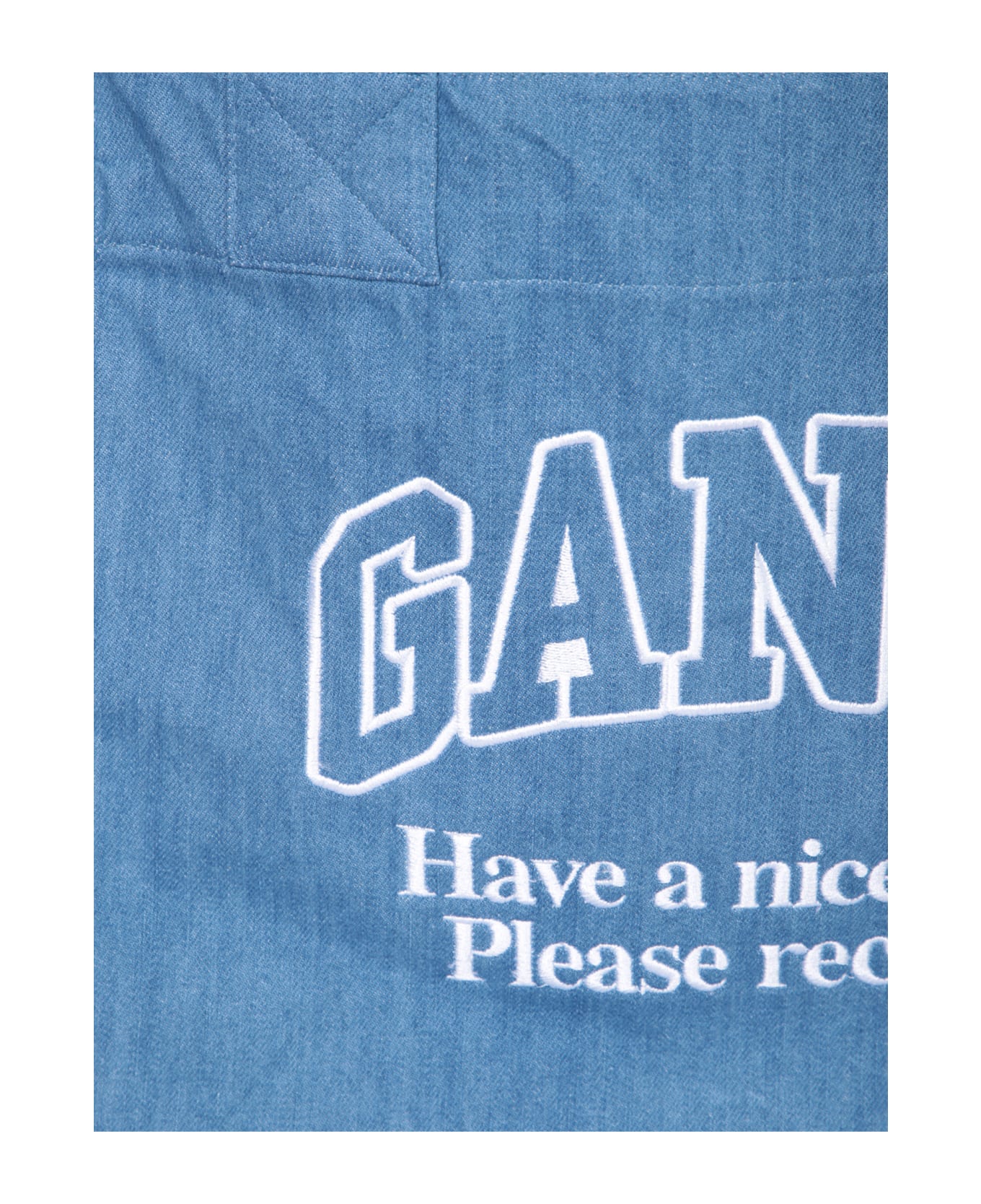 Ganni Blue Large Denim Tote Bag - Blue