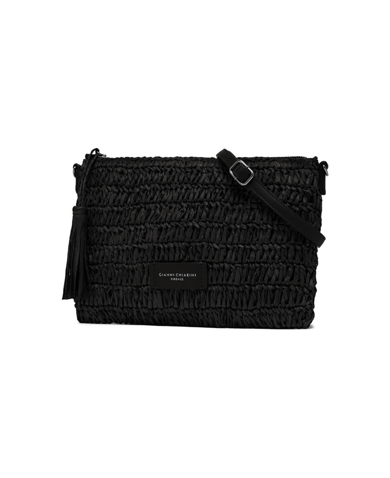 Gianni Chiarini Marcella Clutch Bag In Black Straw Effect - NERO ショルダーバッグ