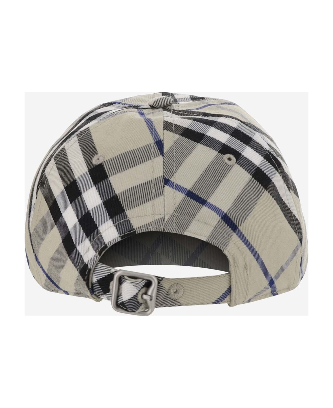 Burberry Cotton-blend Baseball Cap With Check Pattern - Grey