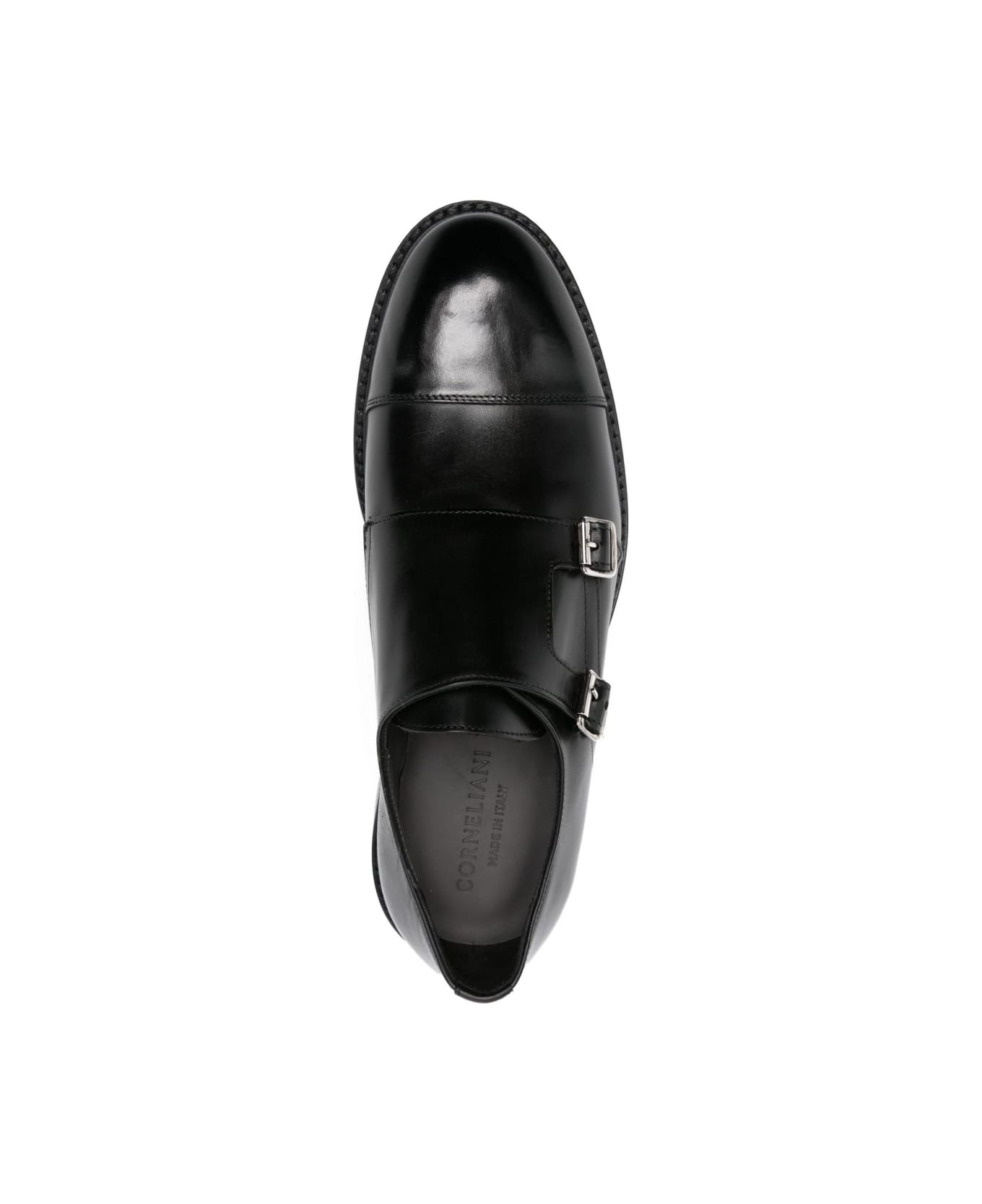 Corneliani Black Leather Double-buckle Shoe - Black