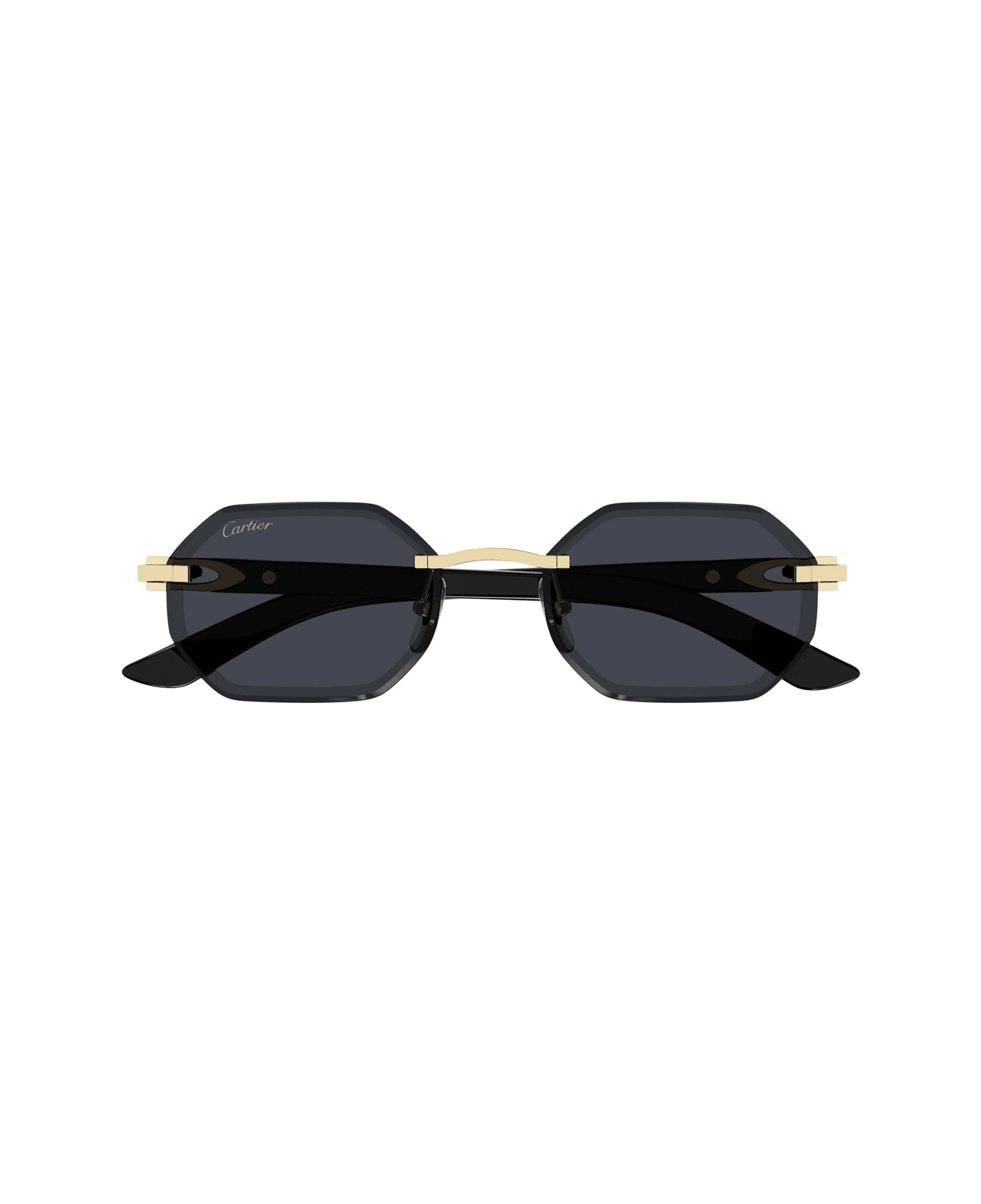 Cartier Eyewear Cartier Ct0439s Linea Décor C Allongé De Cartier 001 Gold Black Grey Sunglasses - Nero