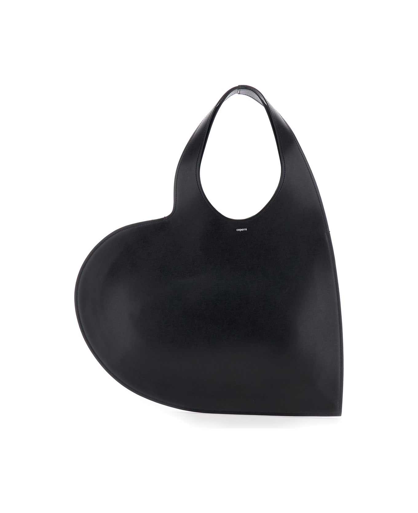 Coperni Black Heart Shaped Shoulder Bag With Cut-out On The Handle In Suede Woman - Black